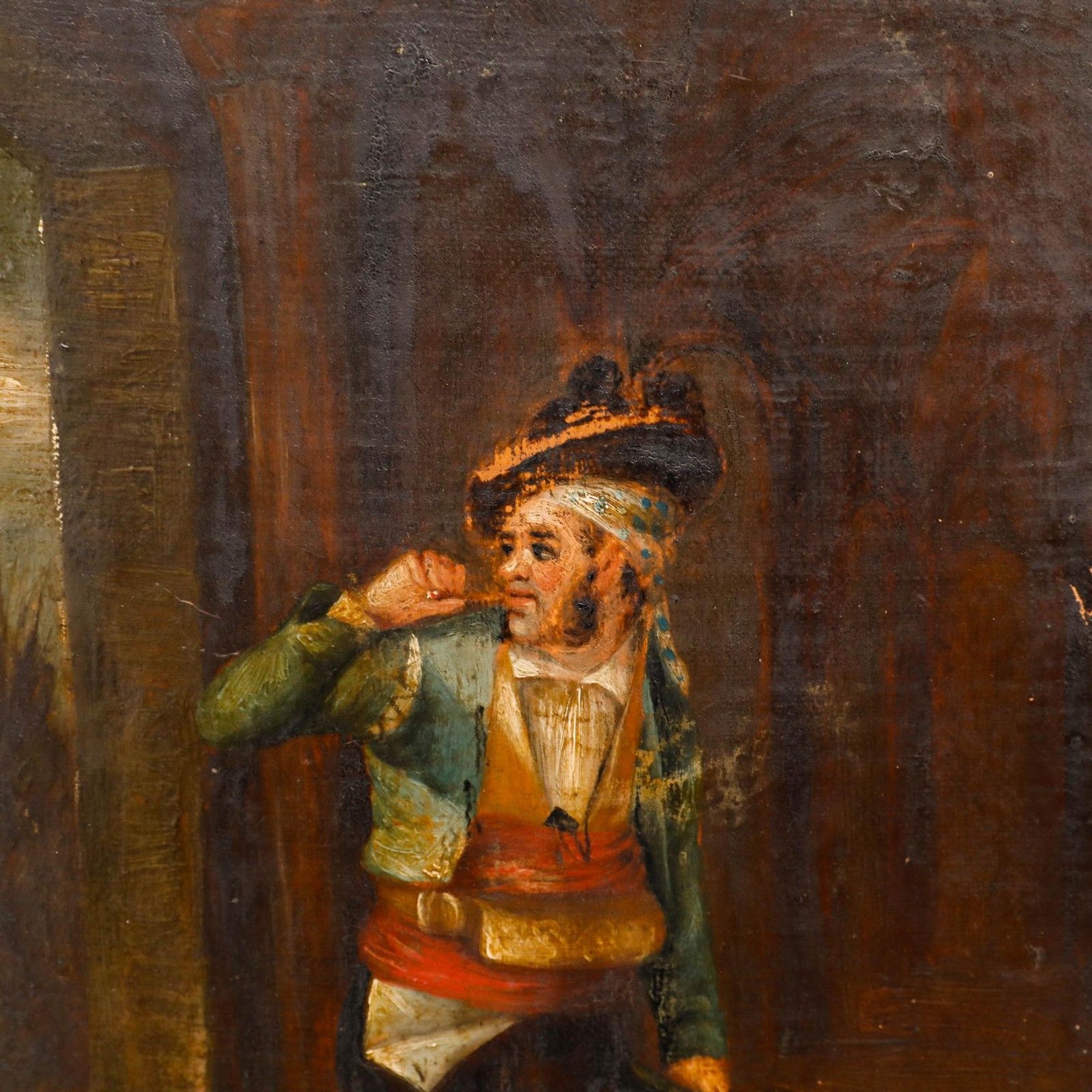 For Restoration 19th Century Oil A Soldier photo Art