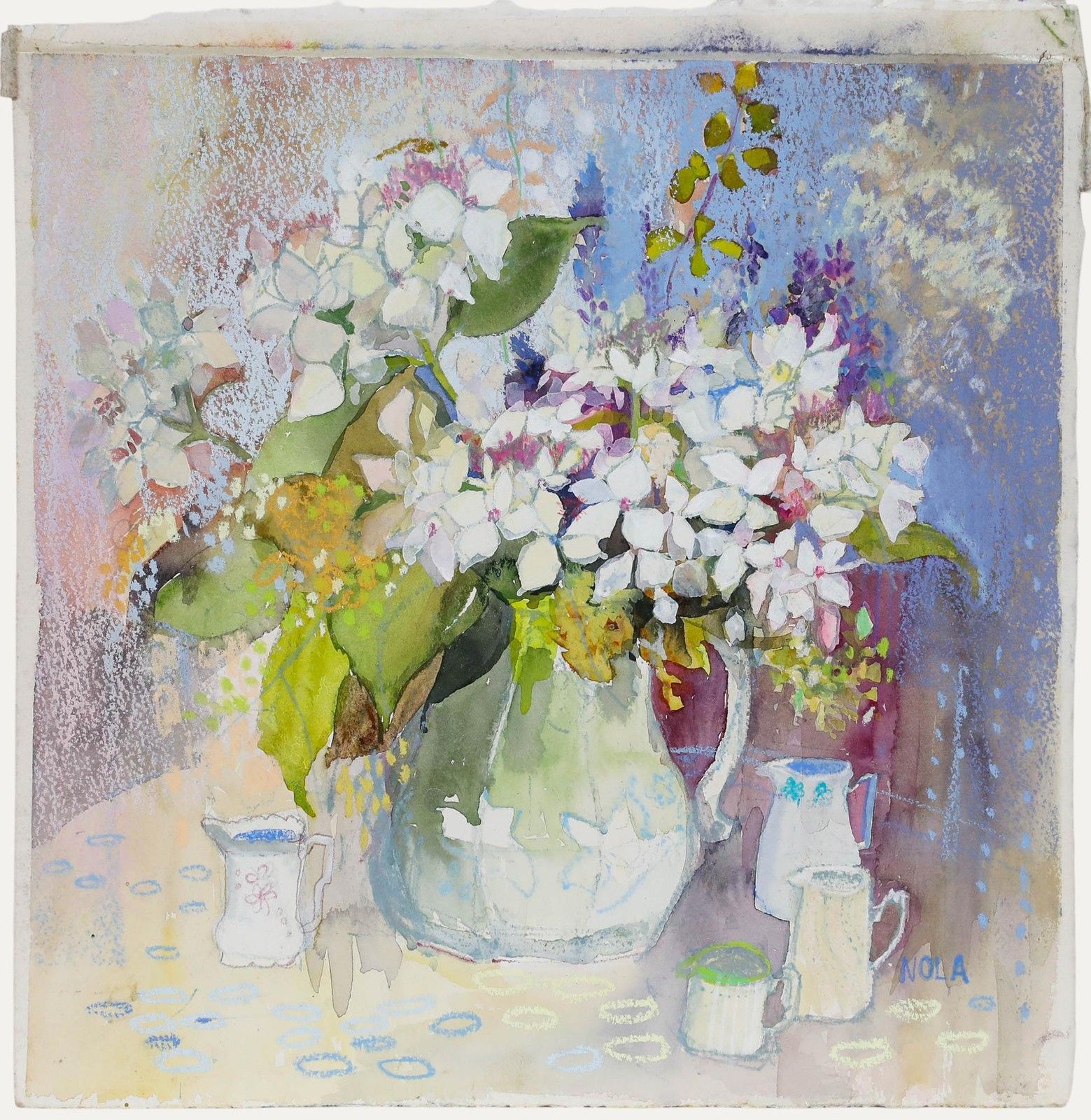 Nola Armstrong 20th Century Mixed Media, Autumn Flowers
