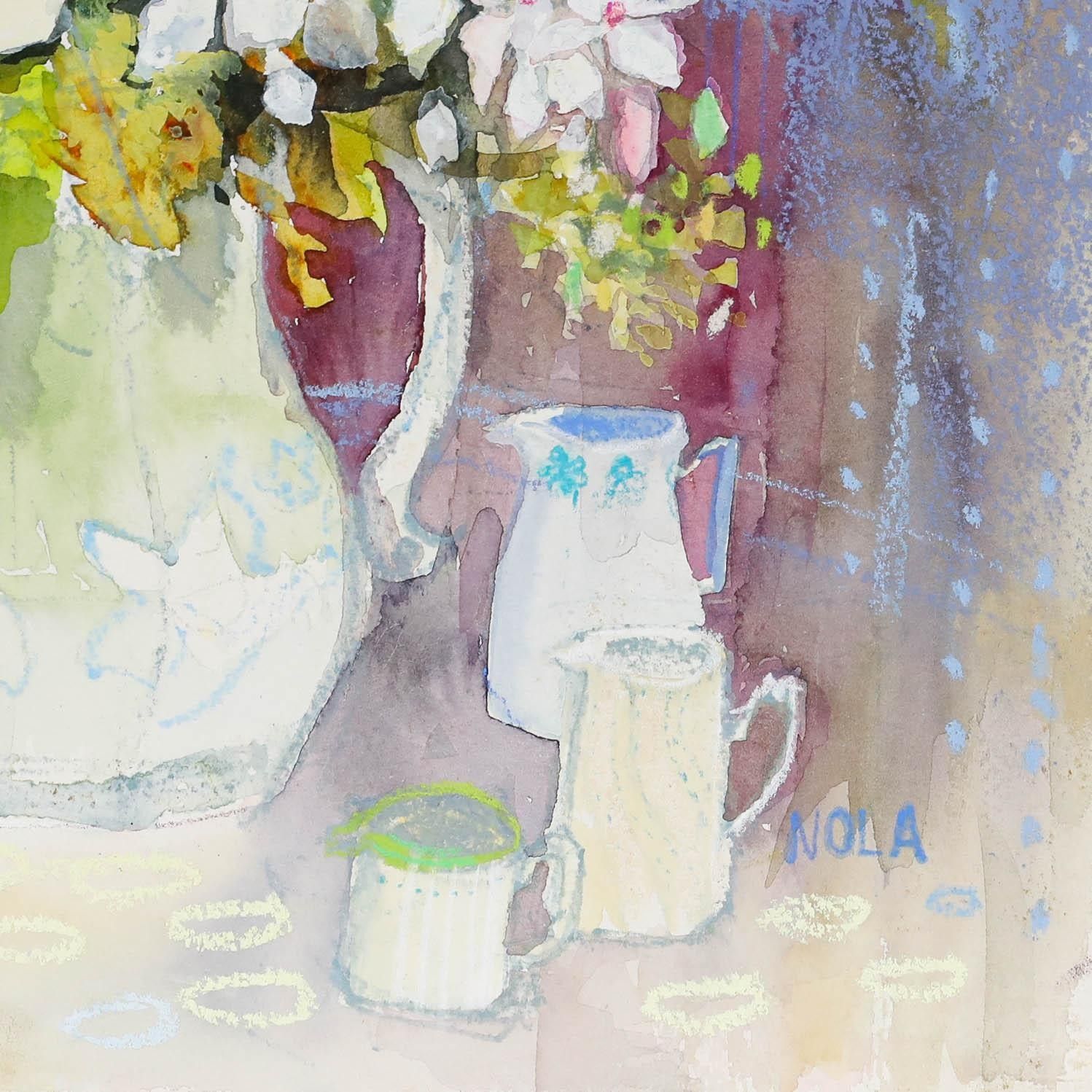 Nola Armstrong 20th Century Mixed Media, Autumn Flowers photo Art