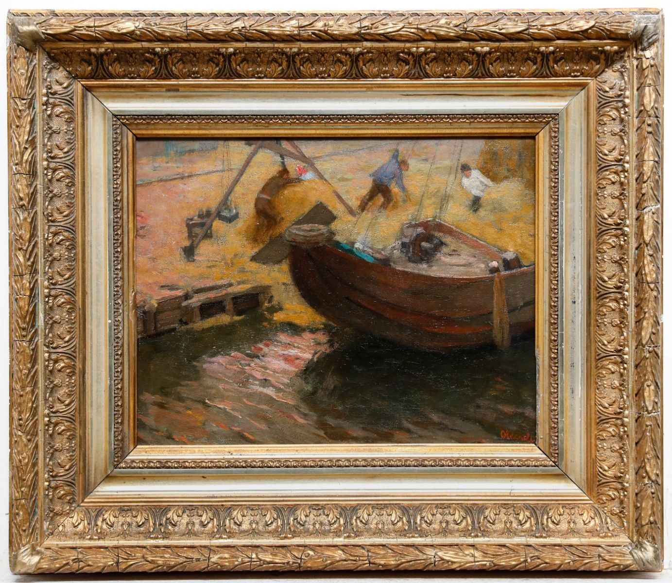 Ferdinand Gustaaf Oldewelt (1857 1935) Framed Oil, Hayship Harbour