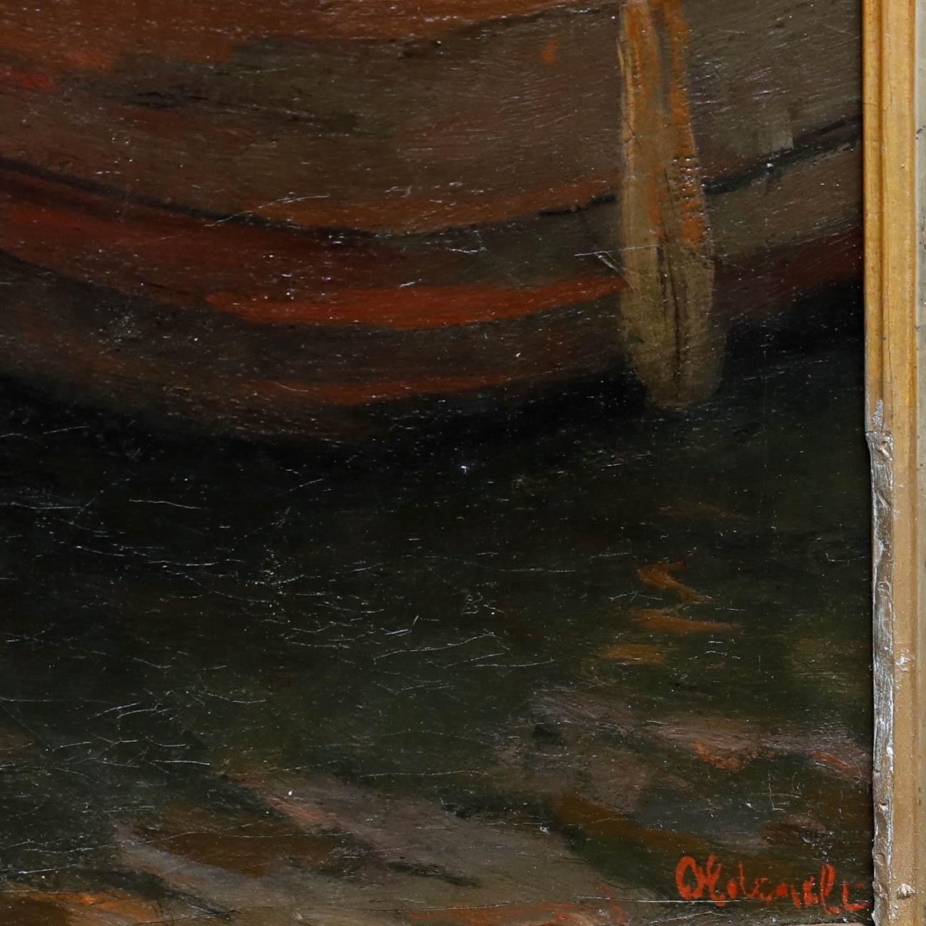 Ferdinand Gustaaf Oldewelt (1857 1935) Framed Oil, Hayship Harbour photo vinterior