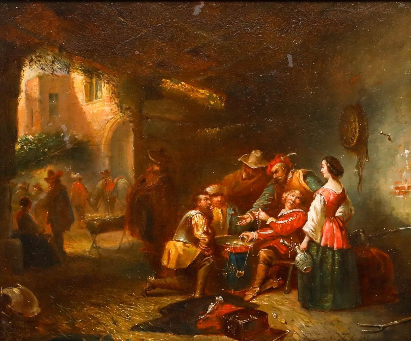 Johannes Anthonie Balthazar Strobel (1821 1905) Oil, The Lucky Dice photo furniture