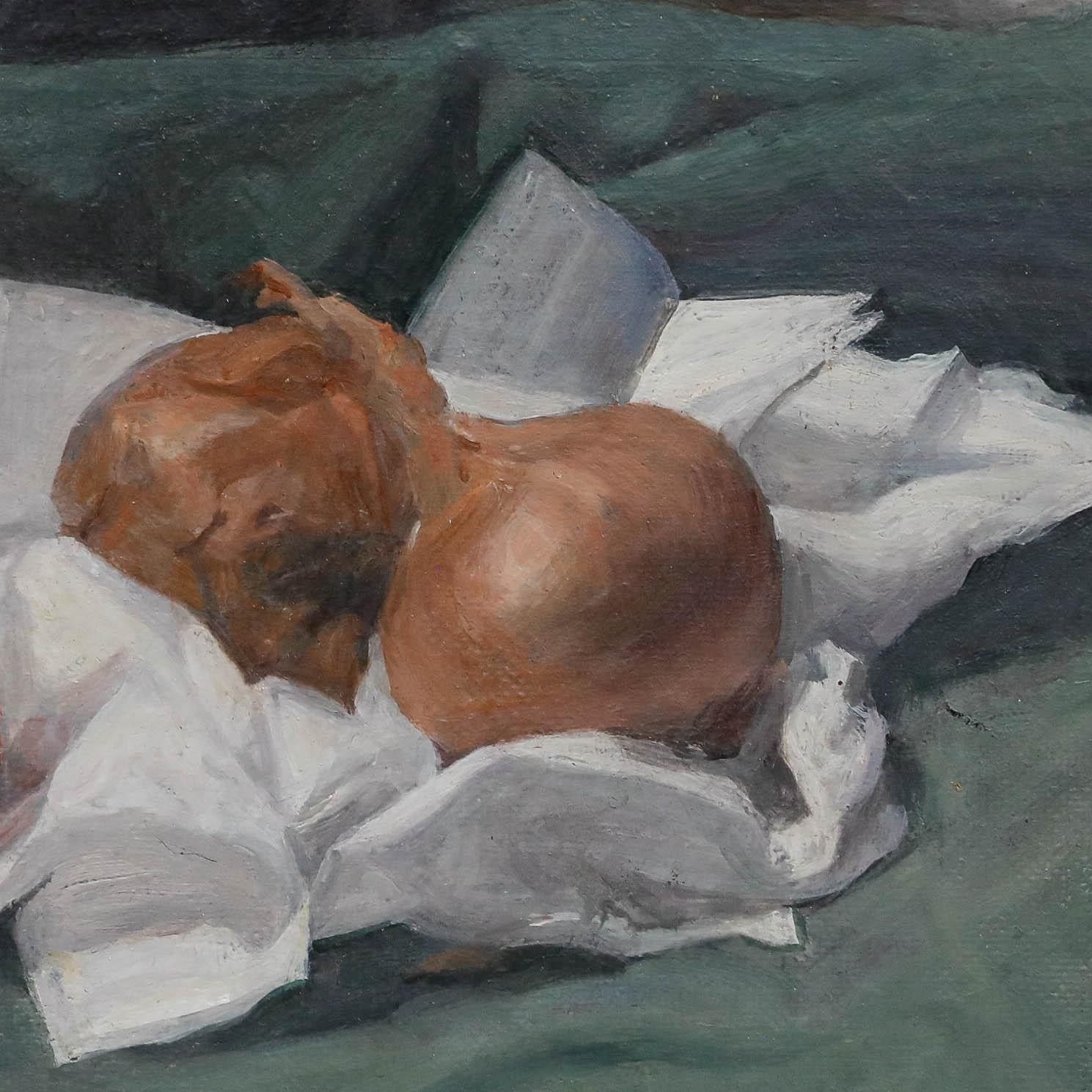 George Weissbort (1928 2013) 20th Century Oil, Onions & Tomato On White Cloth photo 325.0