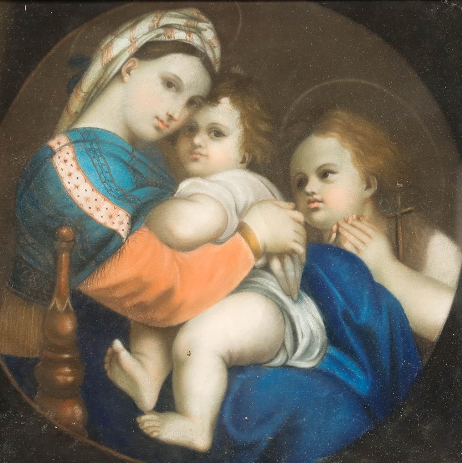 After Raphael (1483 1420) Mid 20th Century Pastel, Madonna Della Sedia photo furniture