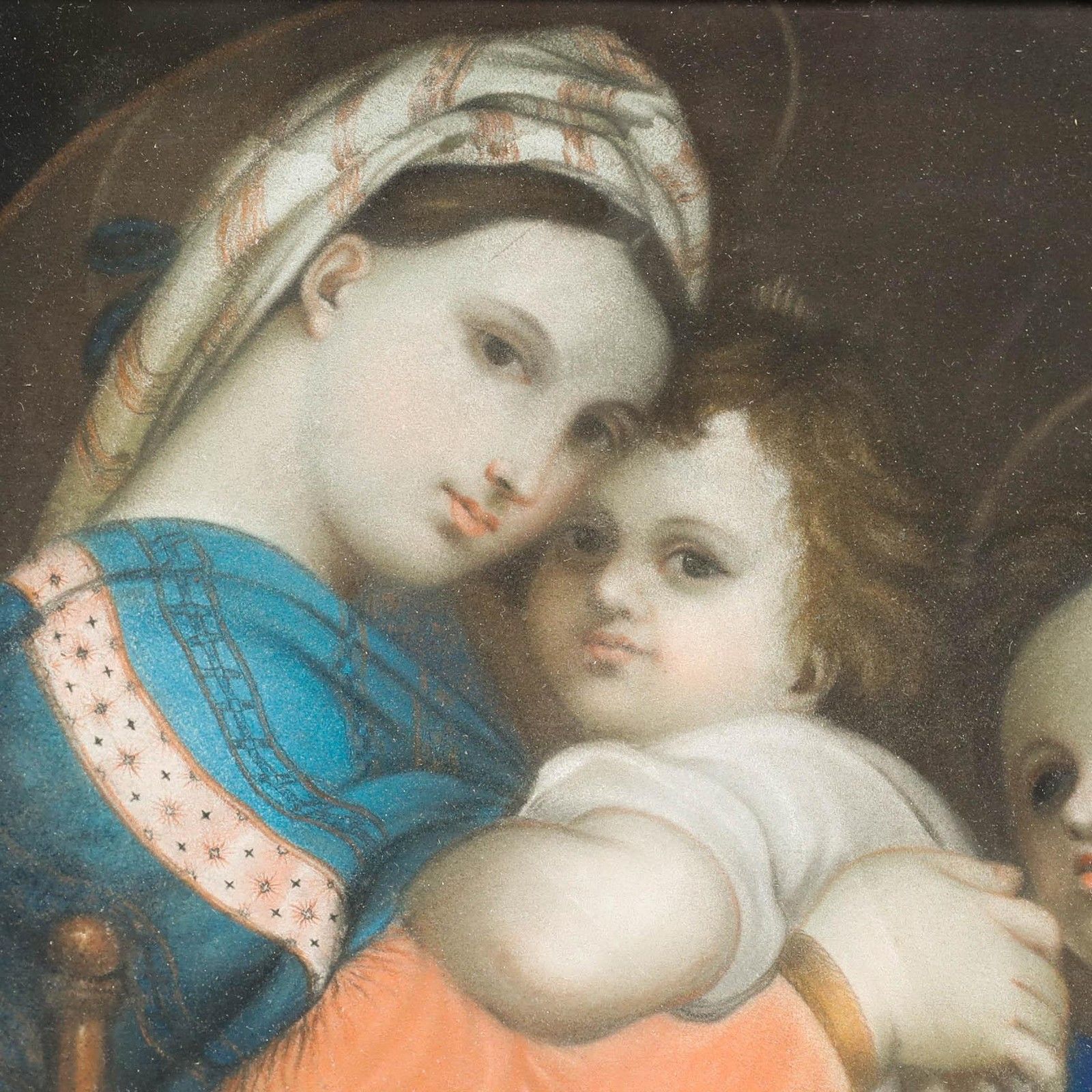After Raphael (1483 1420) Mid 20th Century Pastel, Madonna Della Sedia photo Art