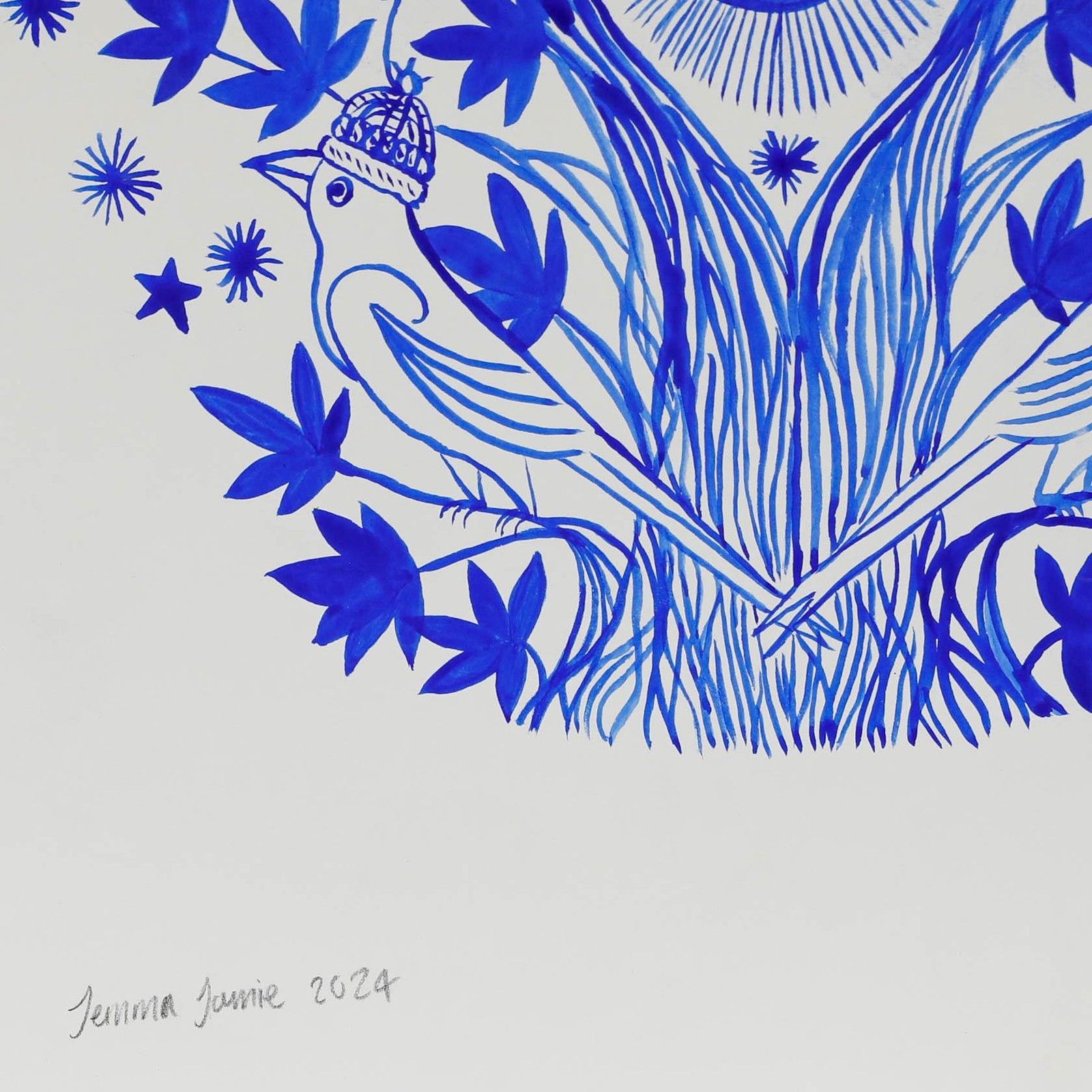 Jemma Jamie Contemporary Pen And Ink Drawing, Love Birds photo Art