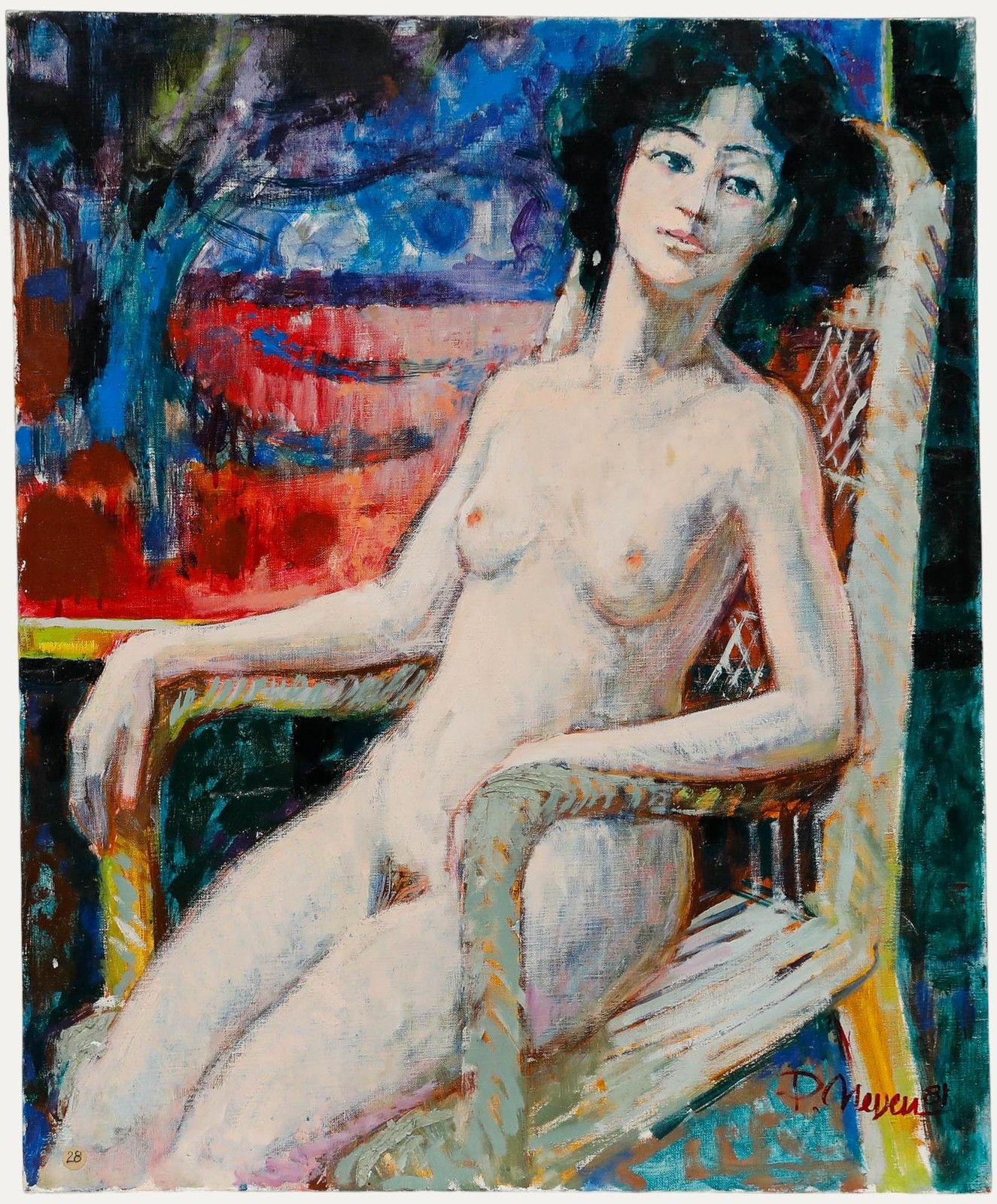 Pierre Neveu (B.1929) 20th Century Oil, Nude In The Armchair
