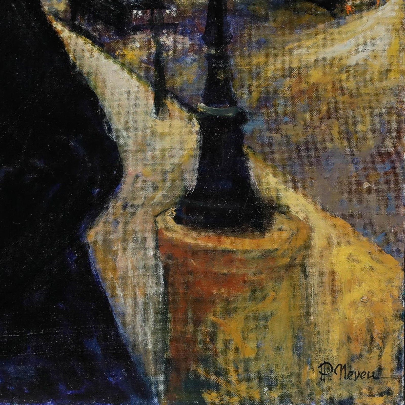 Pierre Neveu (B.1929) Contemporary Oil, A Cold Night In Paris photo vinterior