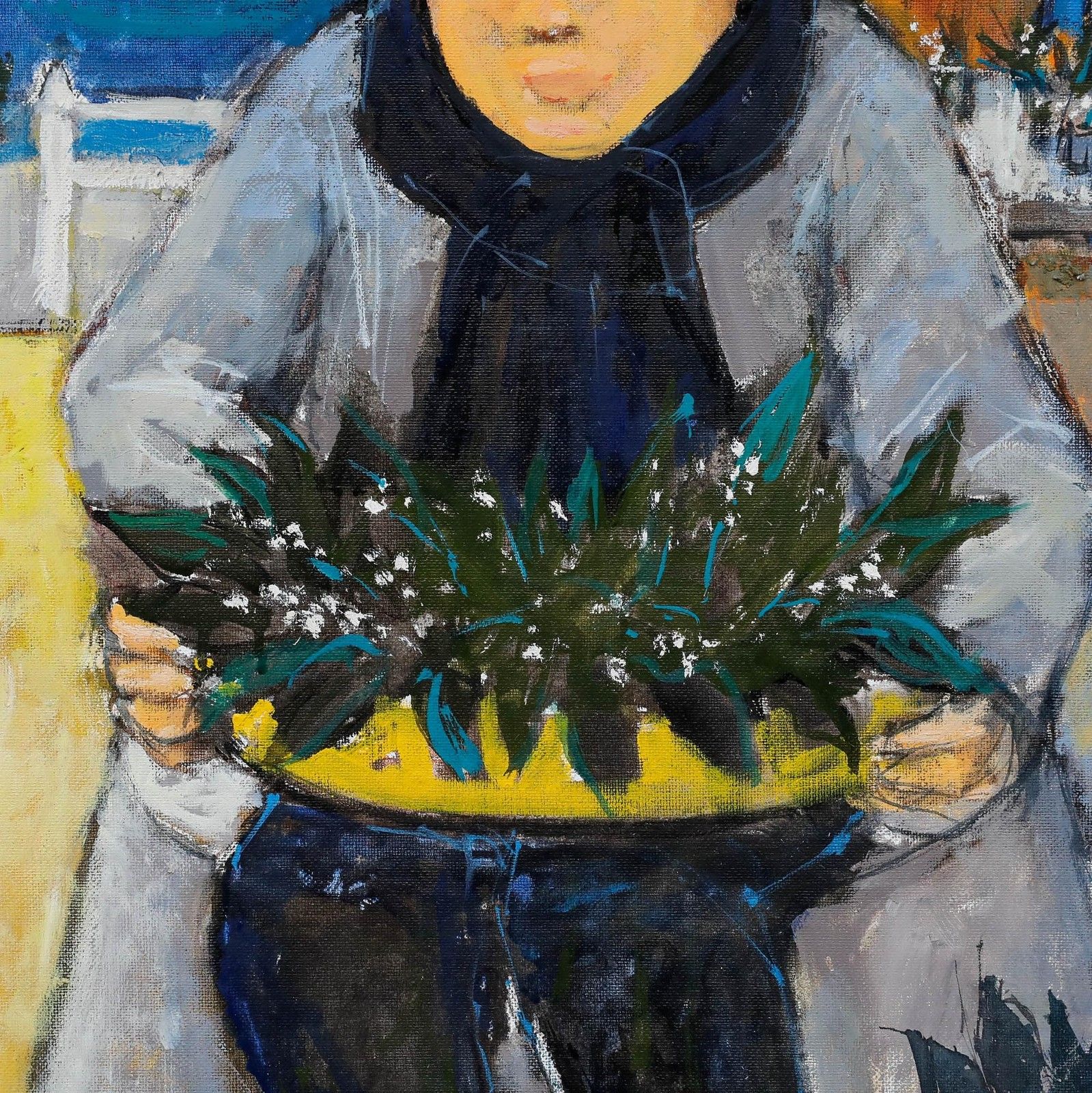 Pierre Neveu (B.1929) Contemporary Oil, Little Girl With Flowers photo 395.0