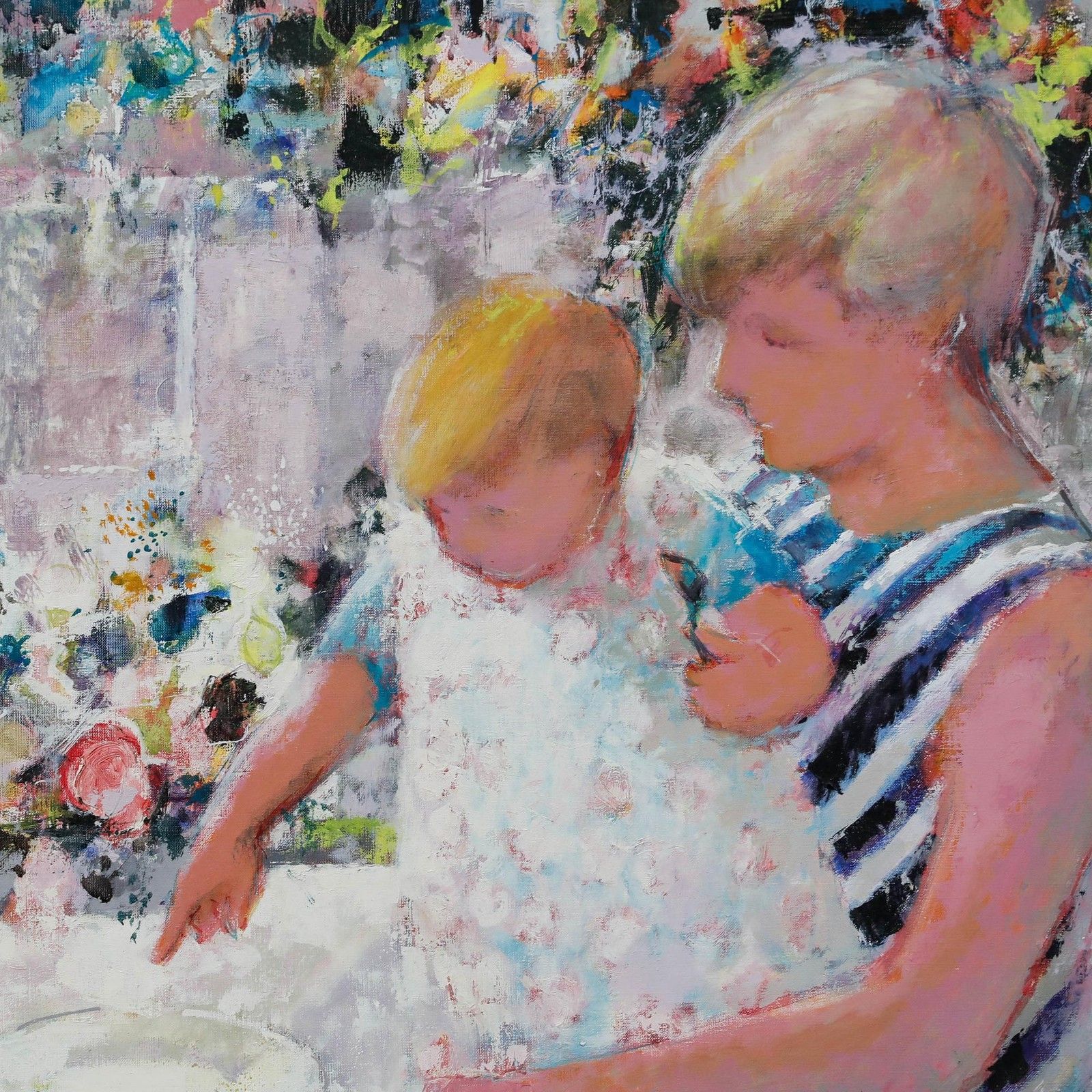 Pierre Neveu (B.1929) Contemporary Oil, The Wedding Guests photo Art