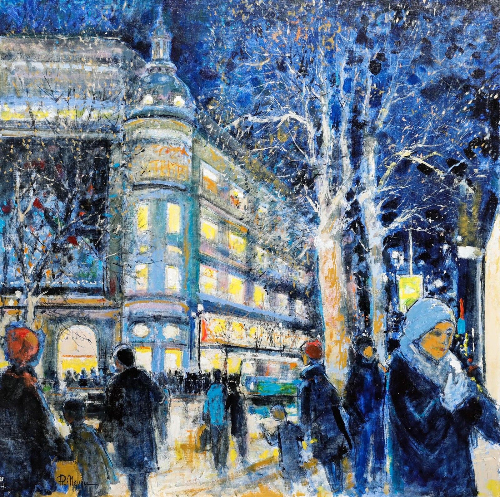 Pierre Neveu (B.1929) Contemporary Oil, Winter In Paris photo furniture