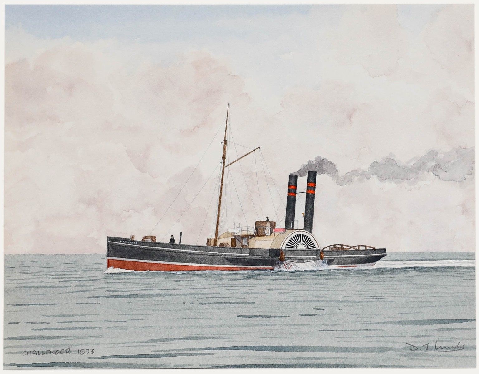 D.J. Lundie 20th Century Watercolour, Challenger, 1873