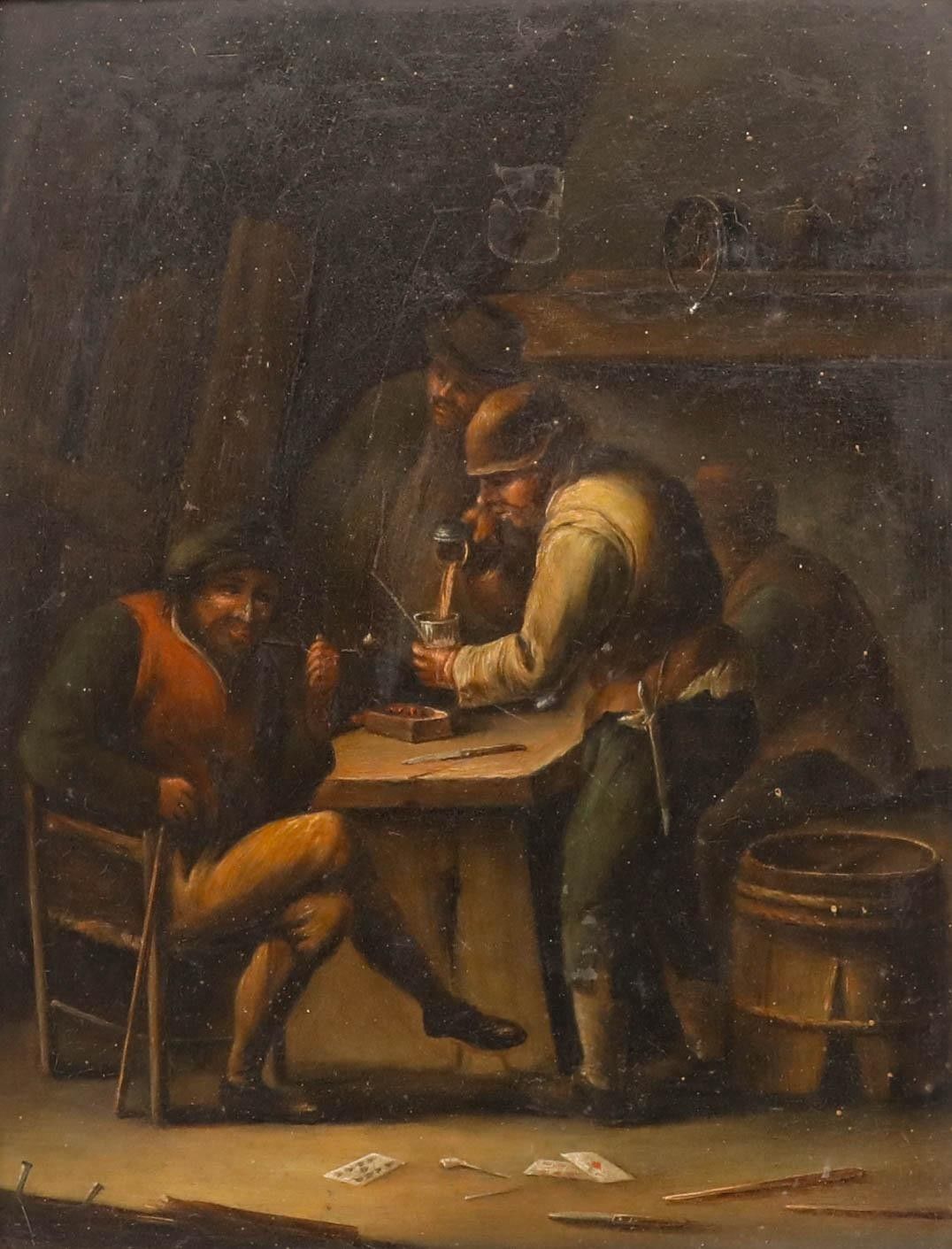 Manner Of David Teniers The Younger 1856 Oil, The Tavern photo furniture