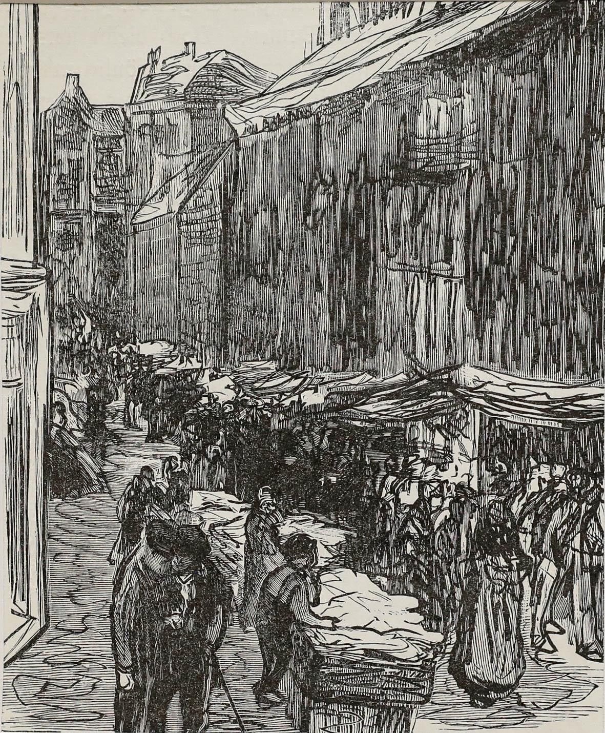 Max Liebermann (1847 1935)  Mid 20th Century Lithograph, Judengasse In Amsterdam photo furniture