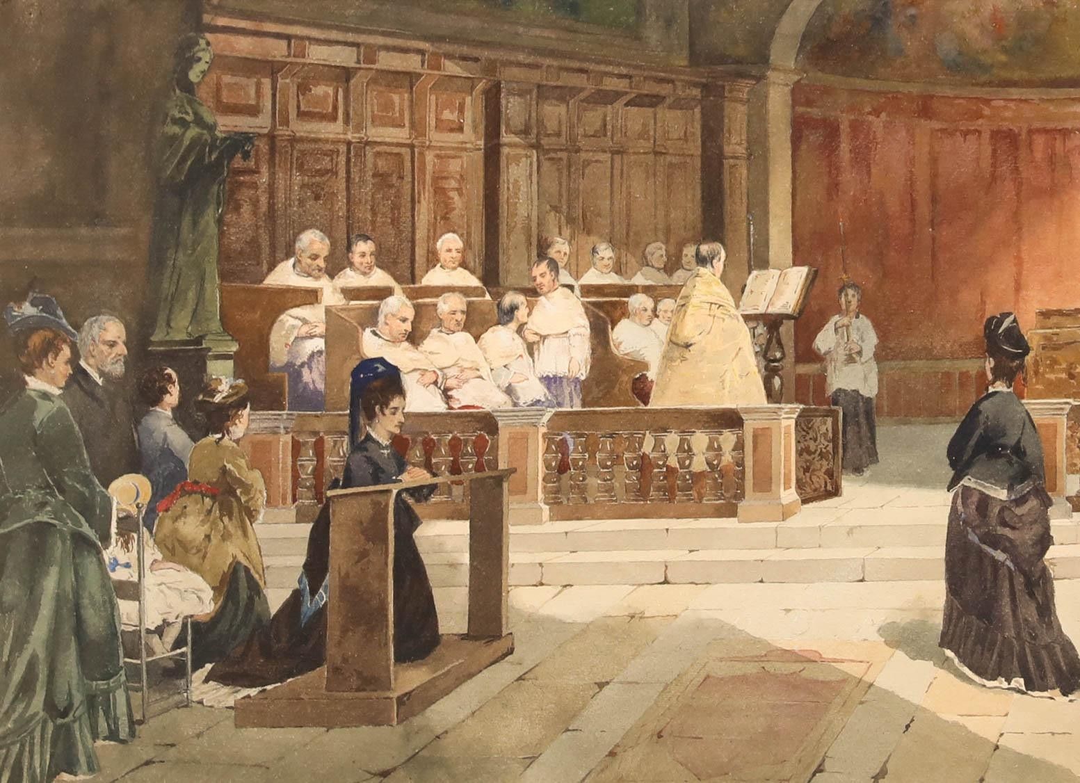 Hamilton Maxwell Rsw (1830 1923) Late 19th Century Watercolour, Sunday Prayers photo furniture