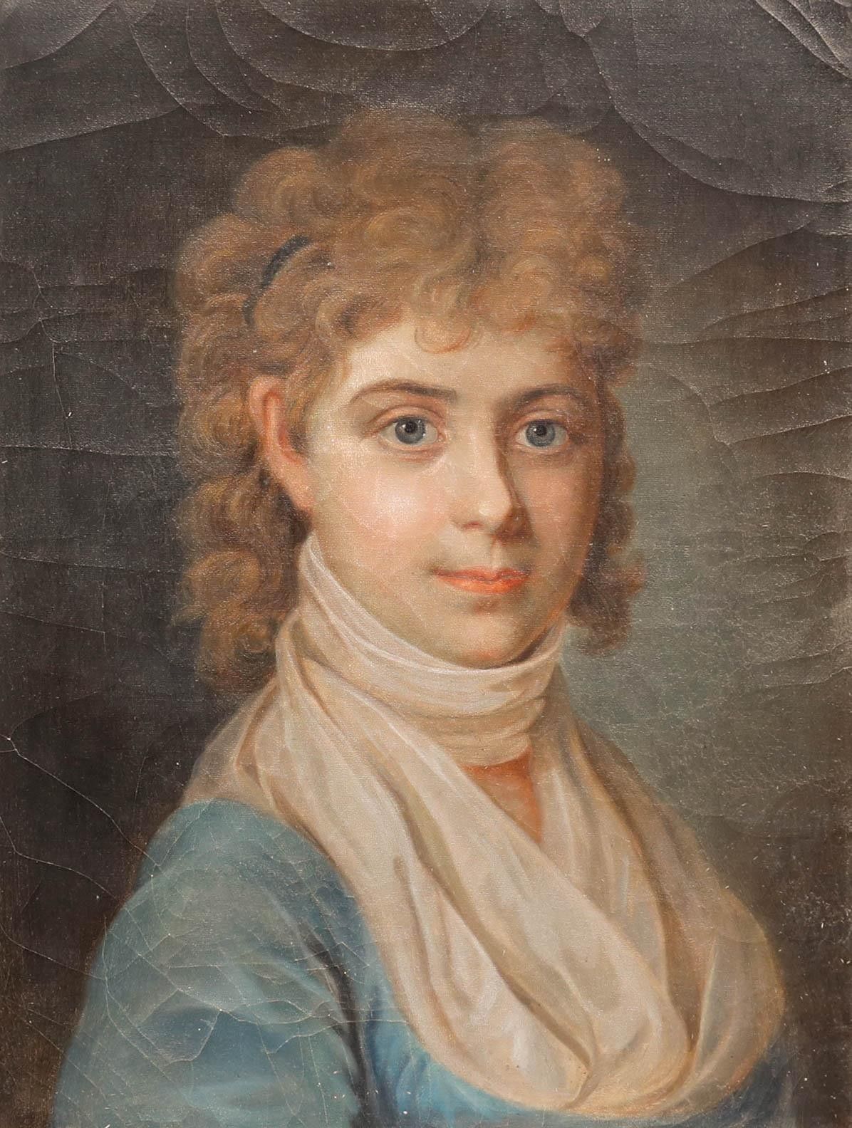 Fine 19th Century Oil Portrait Of A Girl With Golden Curls photo furniture