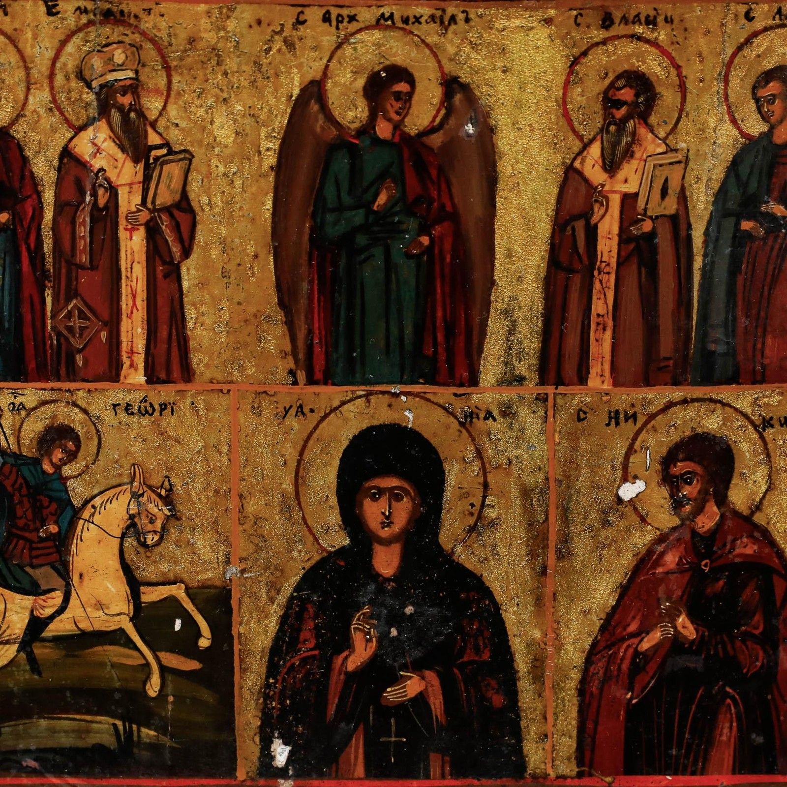 Late 19th Century Tempera Icon Of Saints & Sacred Scenes photo Art