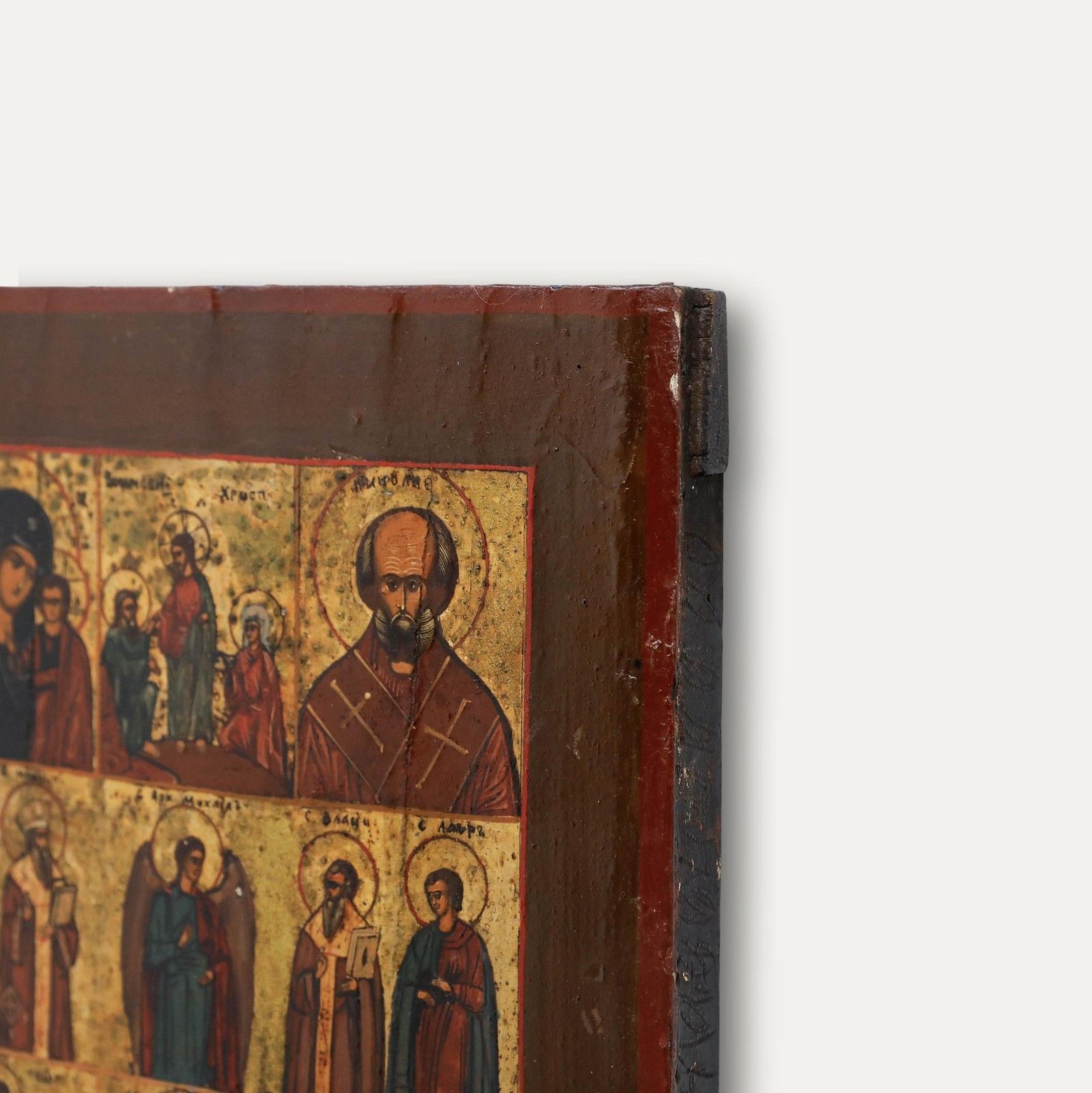 Late 19th Century Tempera Icon Of Saints & Sacred Scenes photo vinterior