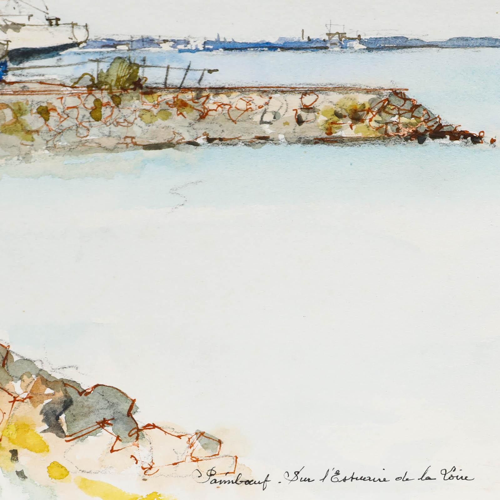 Pierre Neveu (B.1929) Contemporary Watercolour, Paimboeuf photo Art
