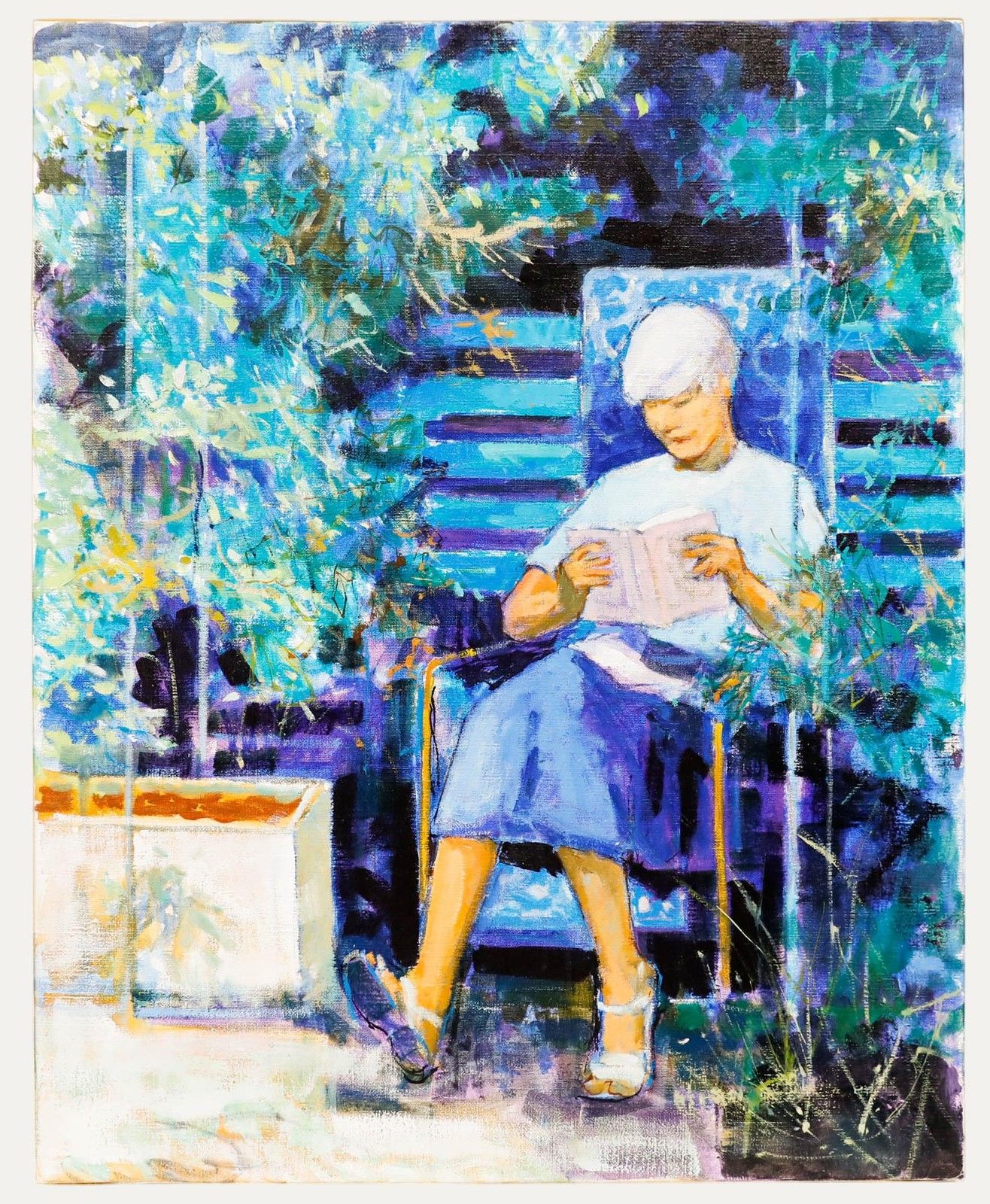 Pierre Neveu (B.1929) Contemporary Oil, Reading In The Garden