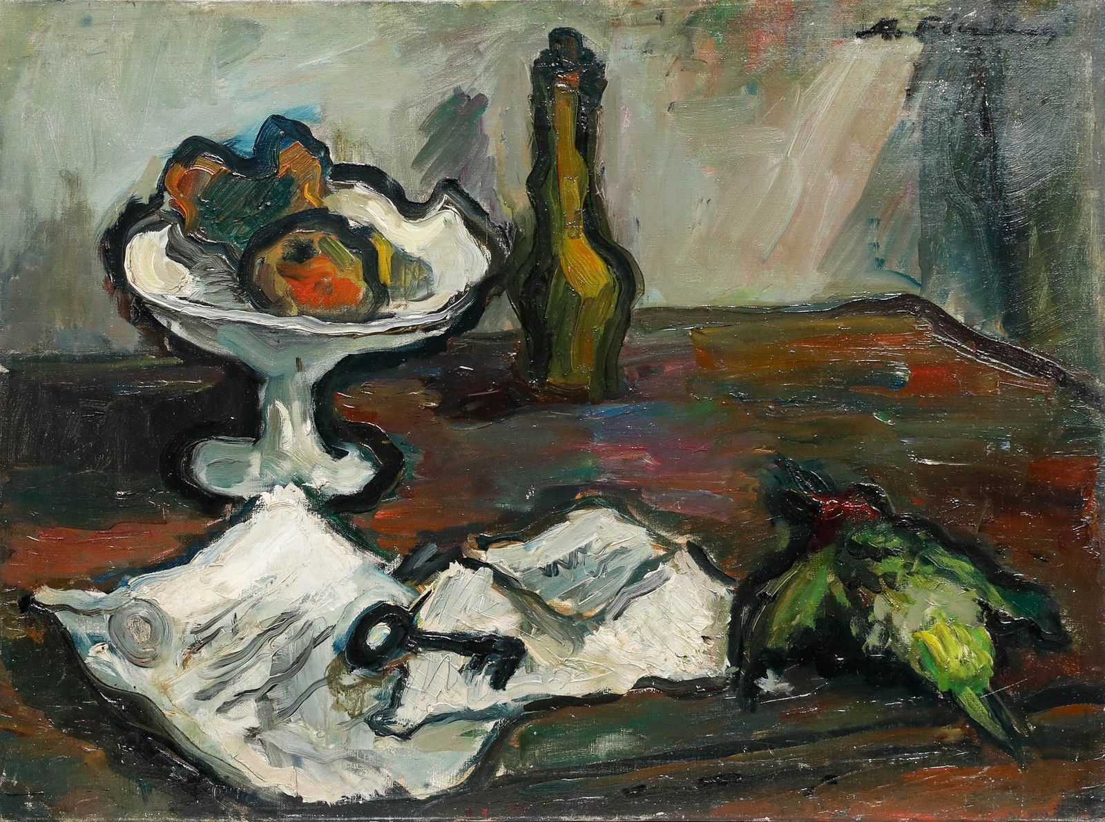 Madeleine Flaschner (1933 2022) 1960 Oil, Still Life With Key photo furniture