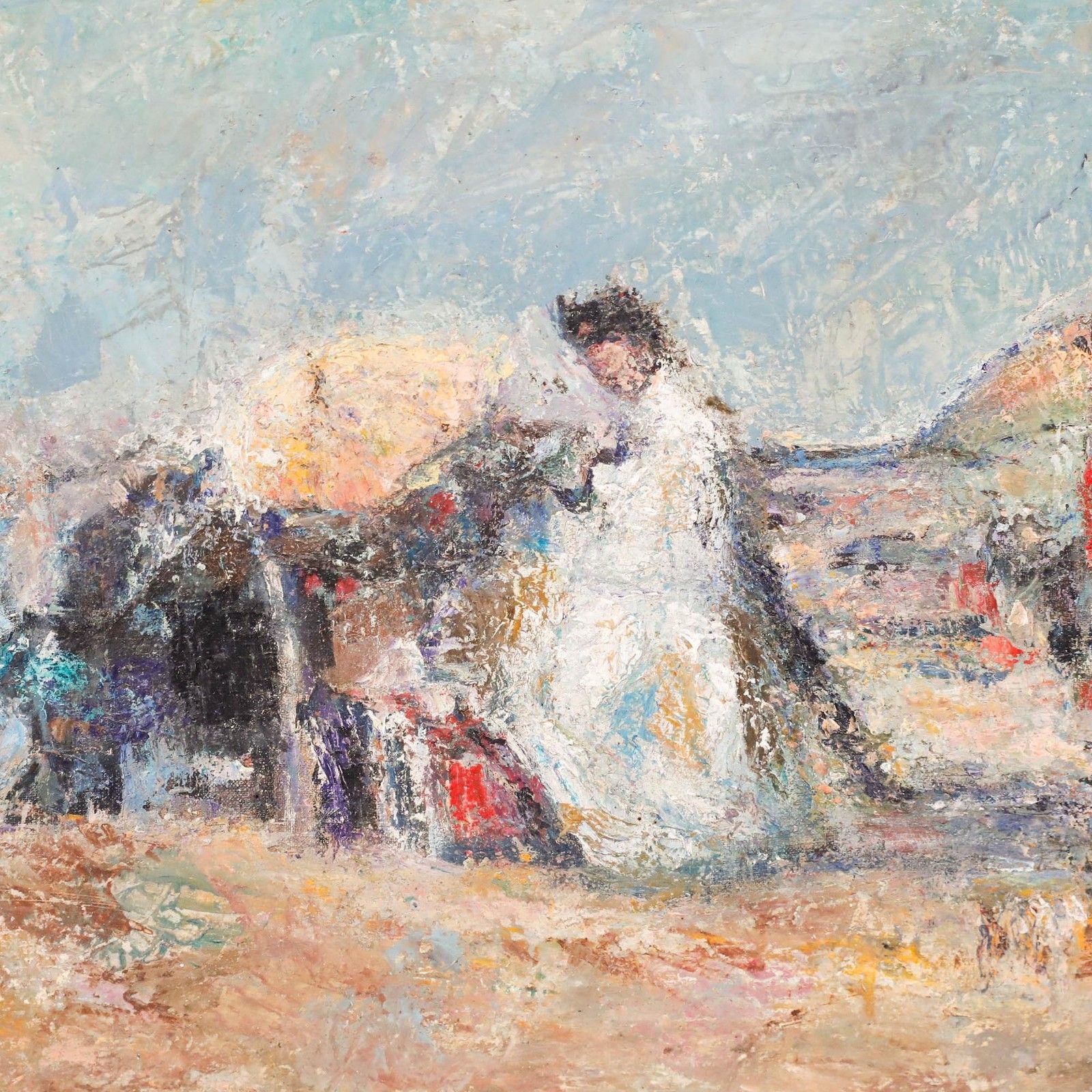 George Ballerat (1902 2000) 1984 Oil, Figures At The Beach photo Art