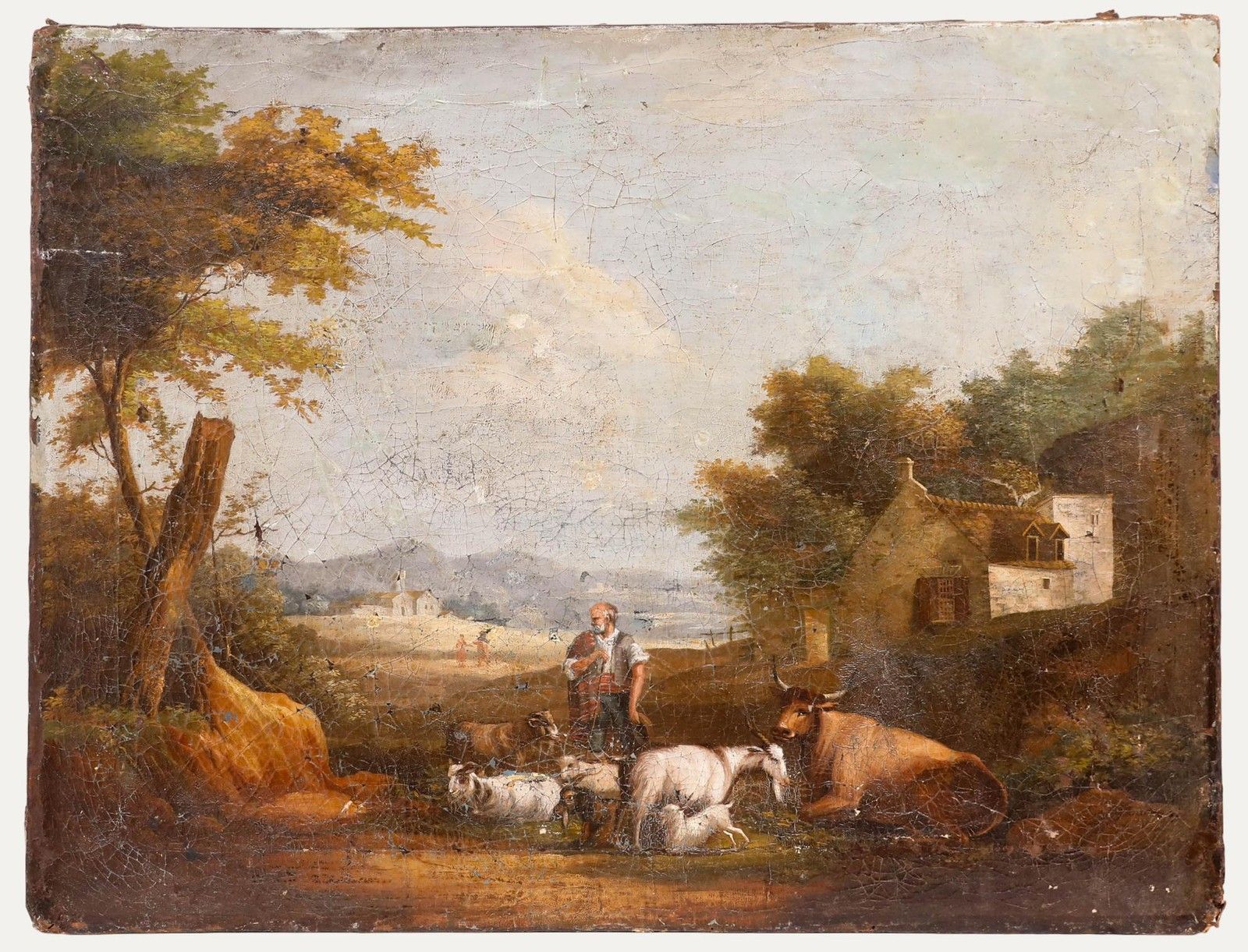 For  Restoration French School 19th Century Oil The Shepherd