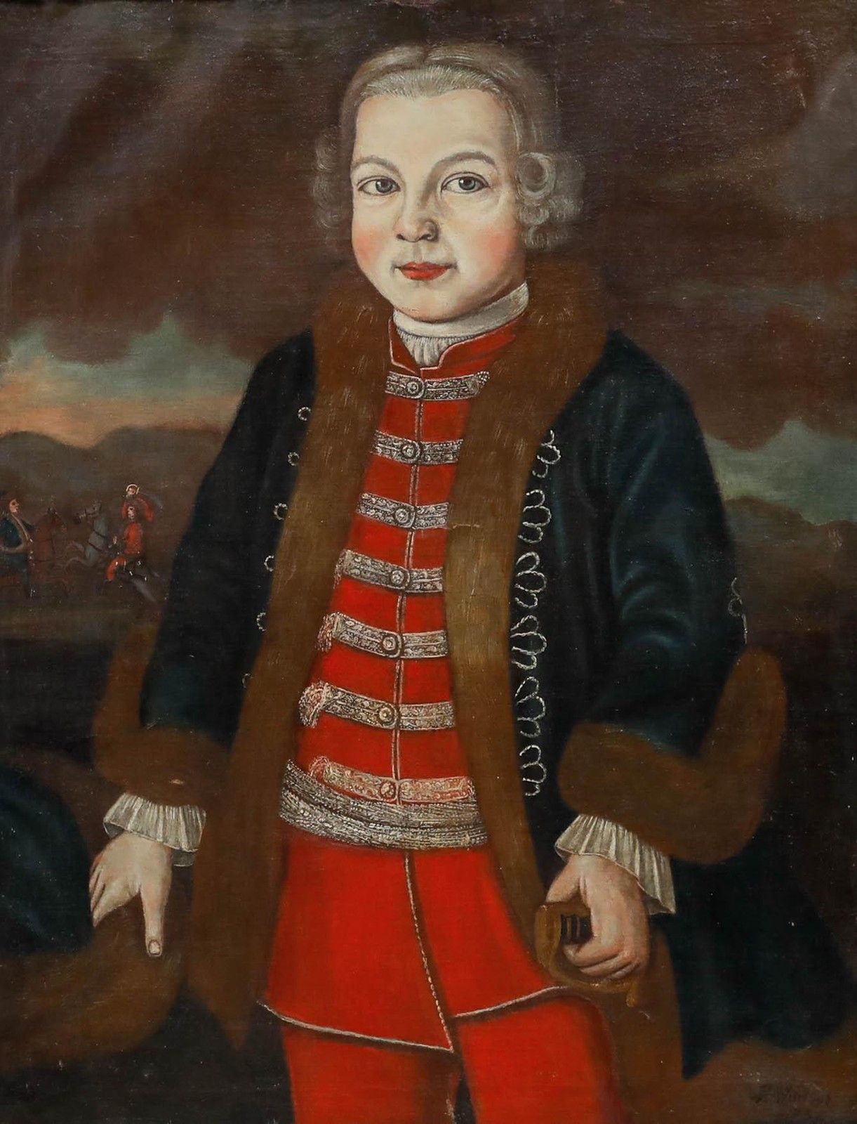 R. Waring German School 1737 Oil, The First Sword photo furniture