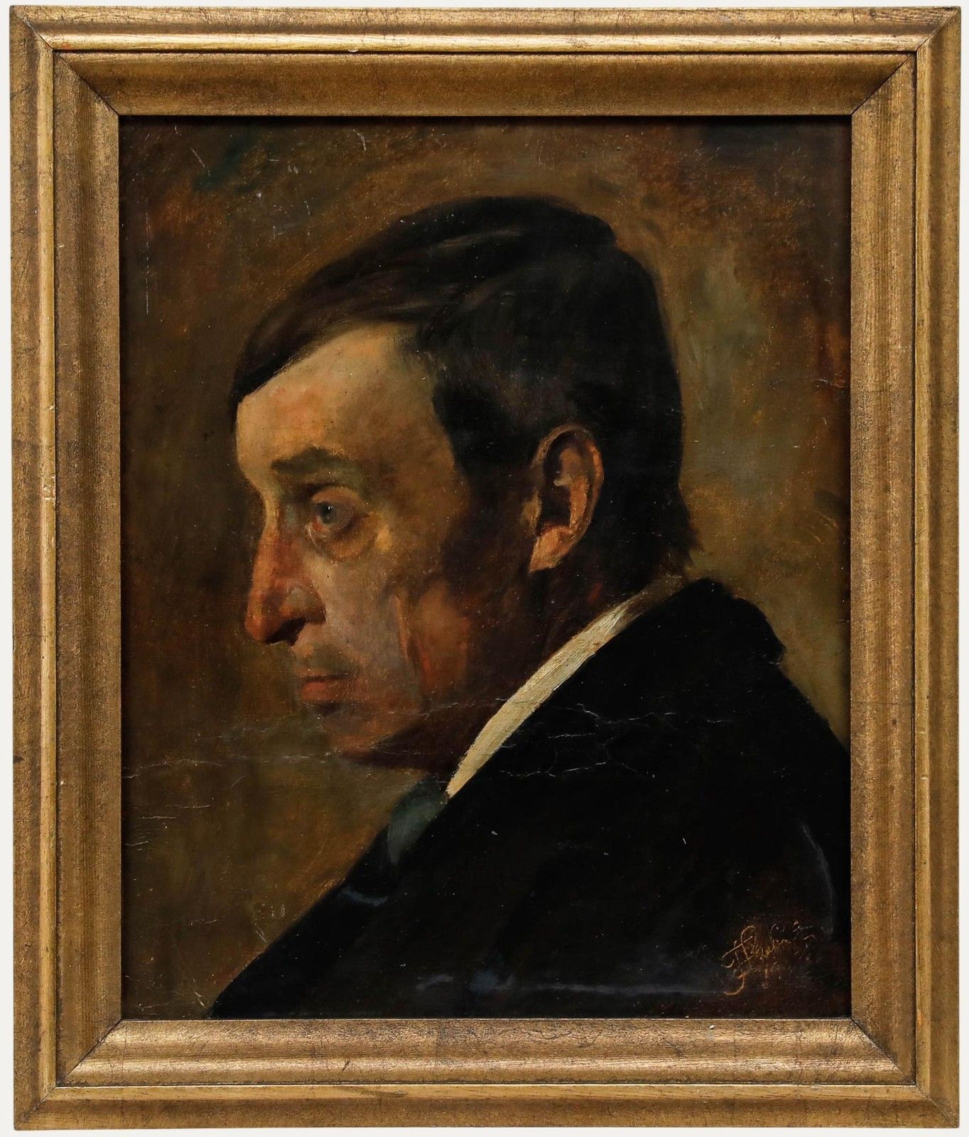 Franz Seraph Von Lenbach (1836 1904) Oil, Portrait Of A Melancholy Gentleman