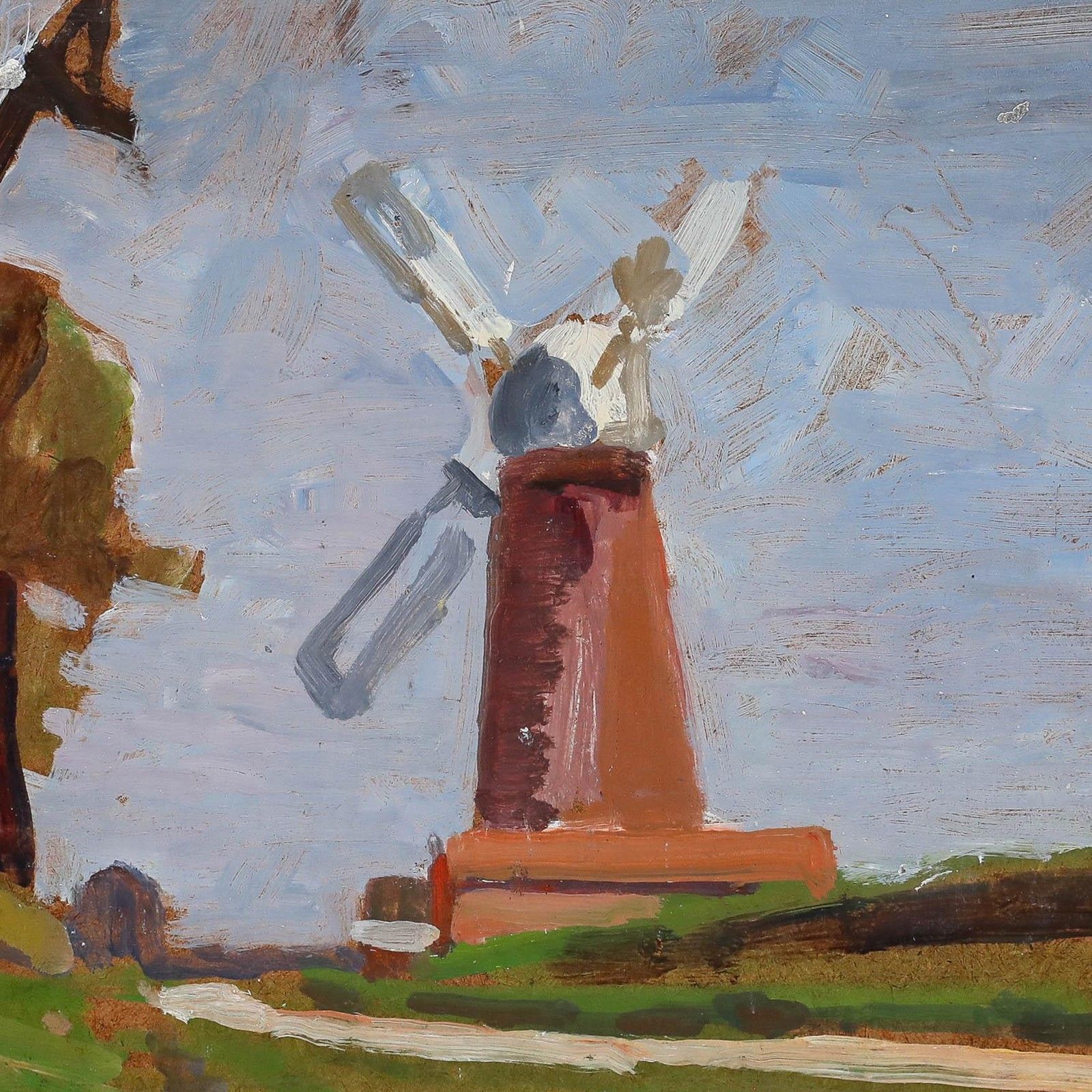 John Brown (1887–1966) Framed Mid 20th Century Oil, The Old Windmill photo Art