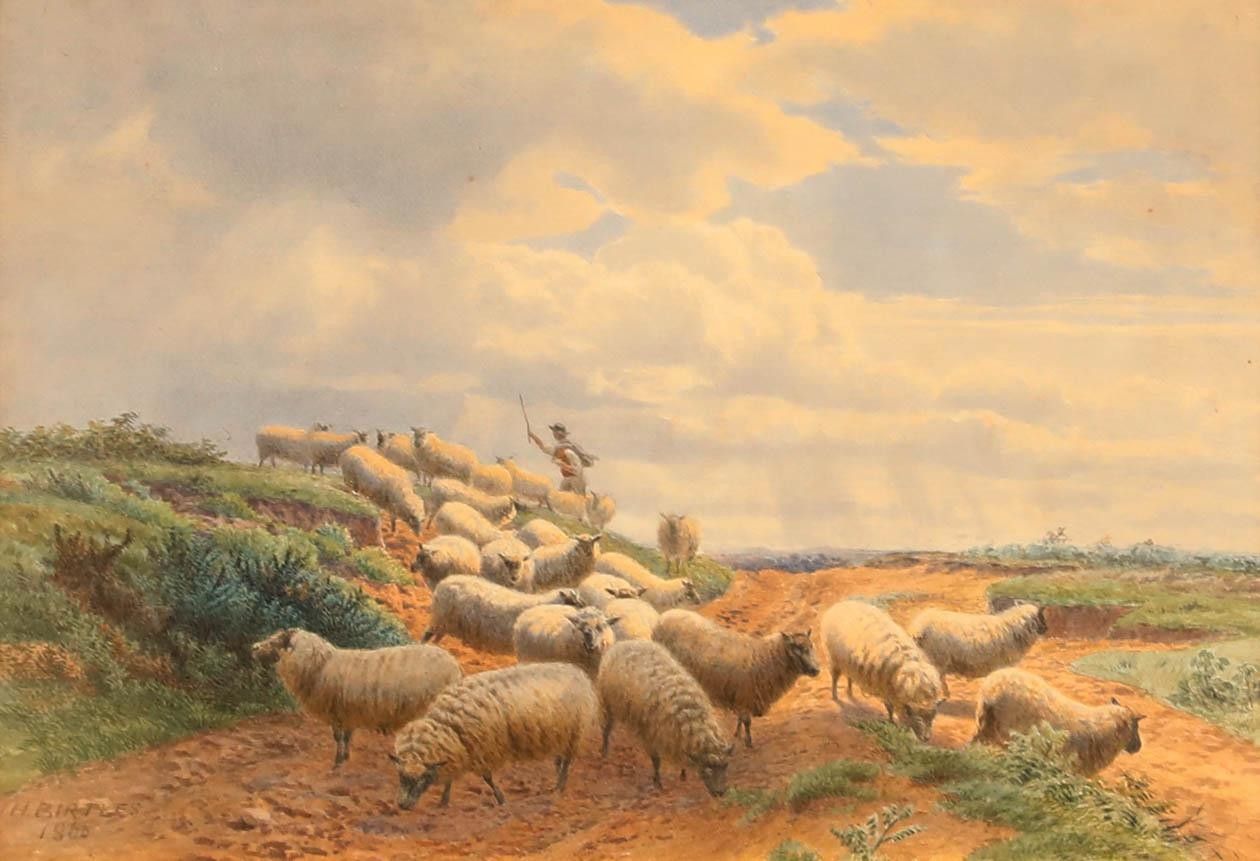 Henry Birtles (1838 1907) 1866 Watercolour, On The South Downs photo furniture