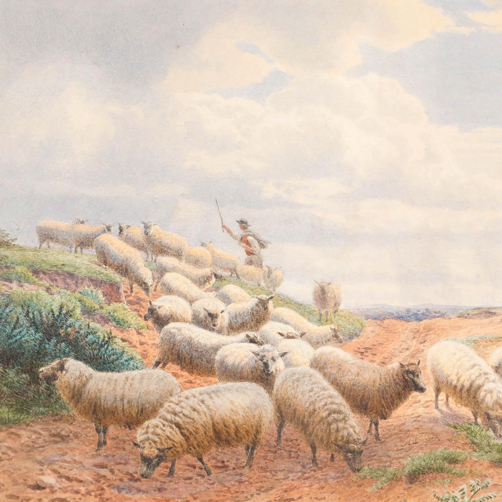 Henry Birtles (1838 1907) 1866 Watercolour, On The South Downs photo Art