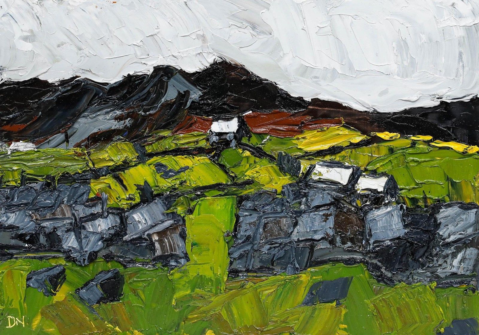 Daniel Nichols After Kyffin Williams Contemporary Oil,  Rural Dwellings photo furniture