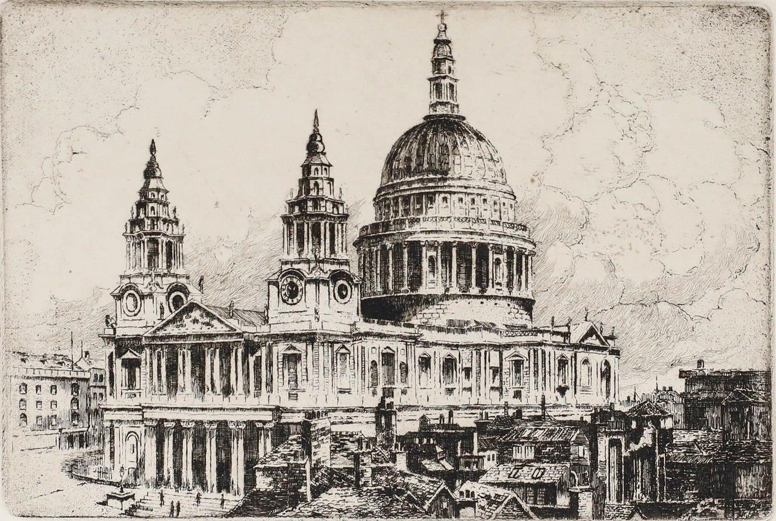 Bruce Irving Early 20th Century Etching, St Paul's photo furniture