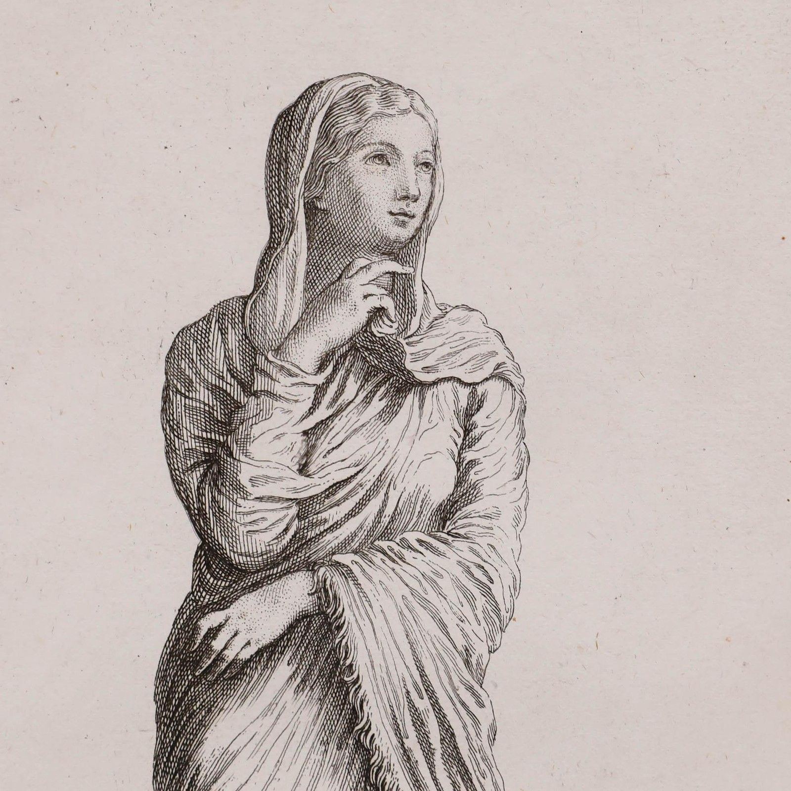 Sir Nicolas Dorigny (1658 1746) 18th Century Etching, Statue Of Giulia Mamaea photo for sale