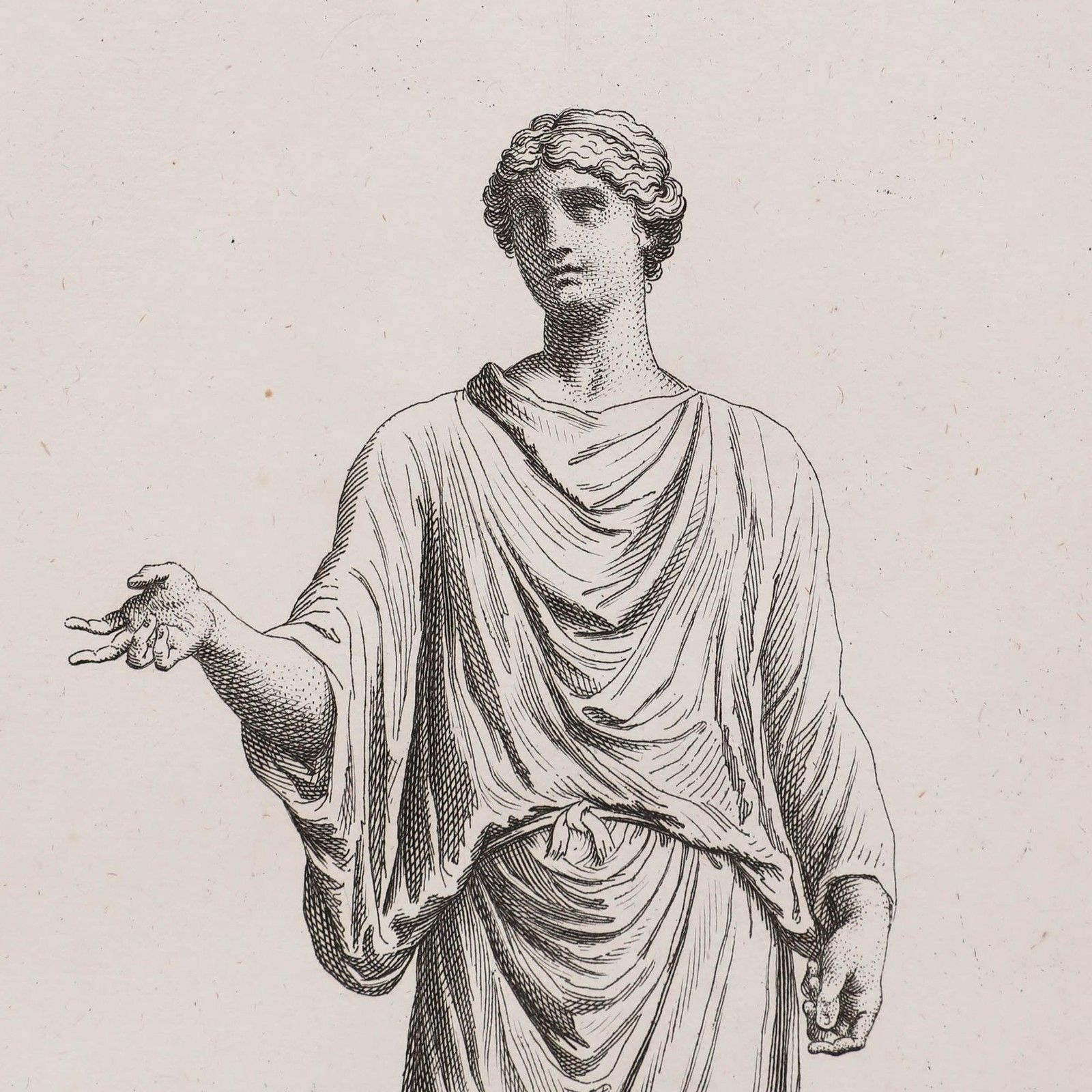 Sir Nicolas Dorigny (1658 1746) 18th Century Etching, Statue Of Camillo photo Art