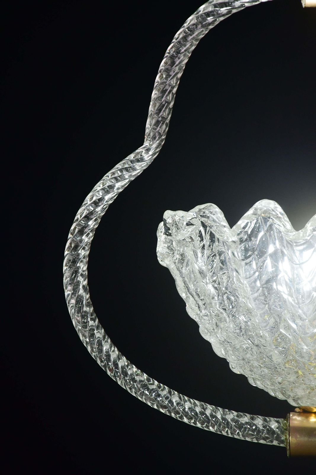 photo for sale Charming Art Decò Barovier & Toso Pendant Light Chandelier Murano Glass, 1950s