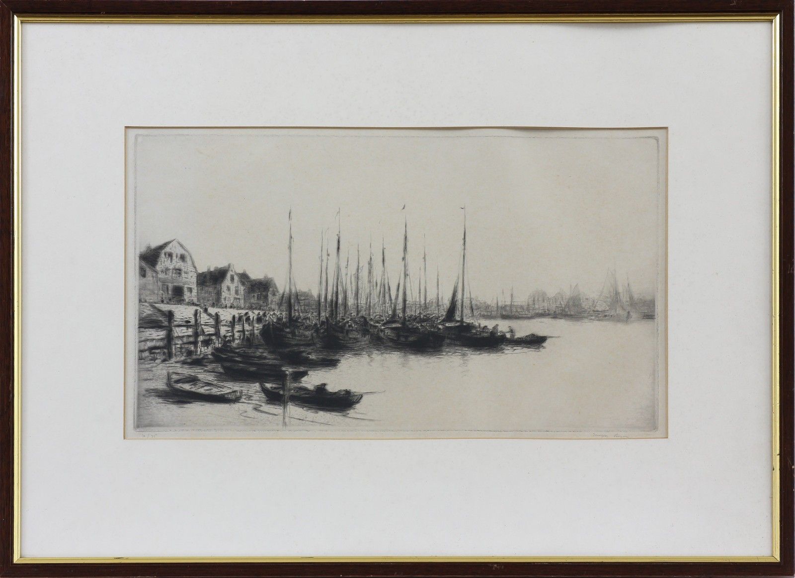 Etching And Drypoint By Joseph Gray. Titled 'Dutch Fishing Fleet' photo 195.0