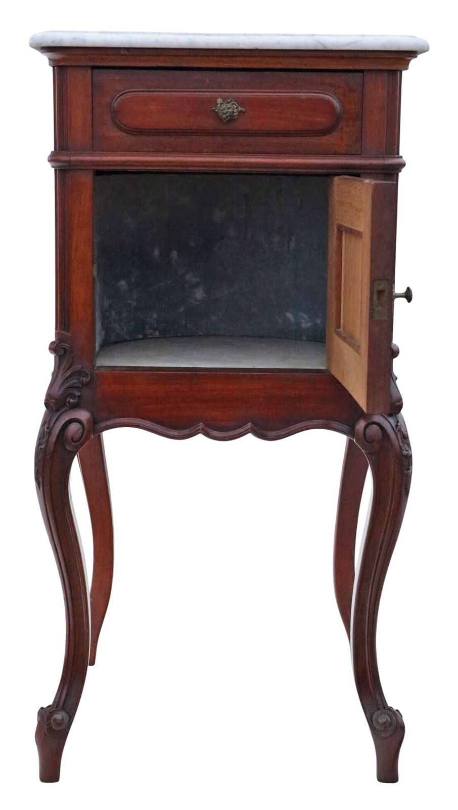 Antique C.1920 Pair Of Marble & Mahogany Bedside Tables – Quality Nightstands photo buy