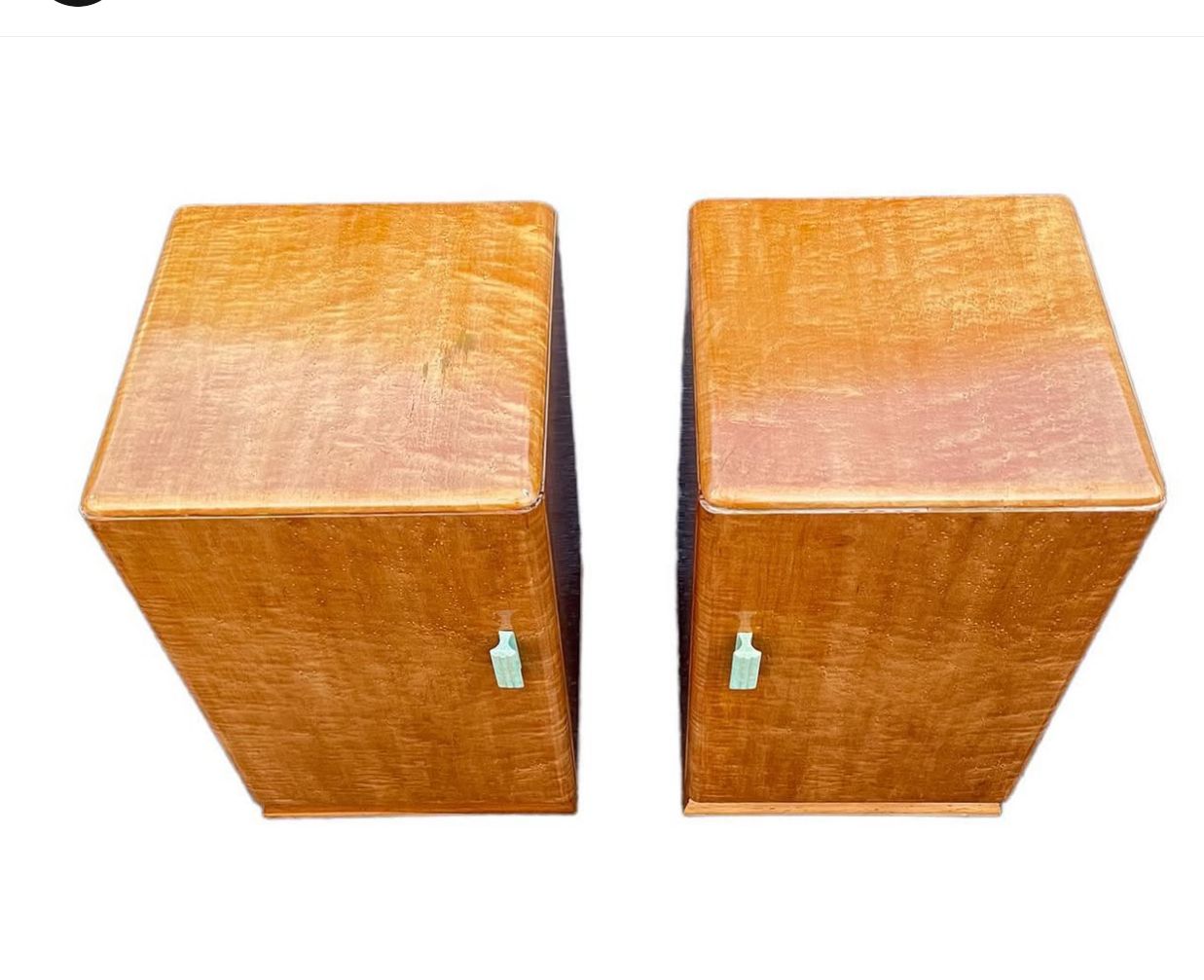 Original 1930s Matching Pair Of Birdseye Maple Bedside Cabinets Stunning Pieces In Excellent Condition photo furniture