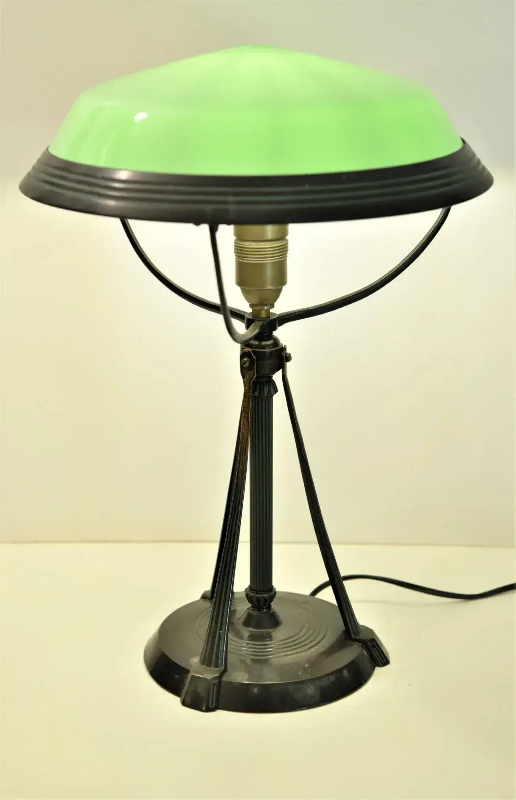 Swedish Grace Bronze Patinated Metal And Glass Table Lamp, Sweden photo for sale