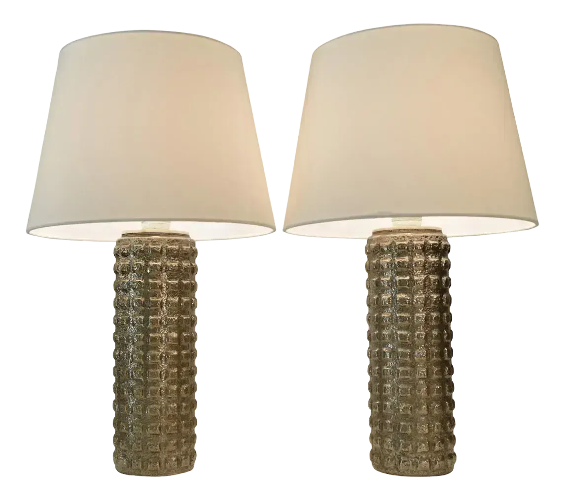 Table Lamps In Mercury Glass By Uno & östen Kristiansson For Luxus, Set Of 2