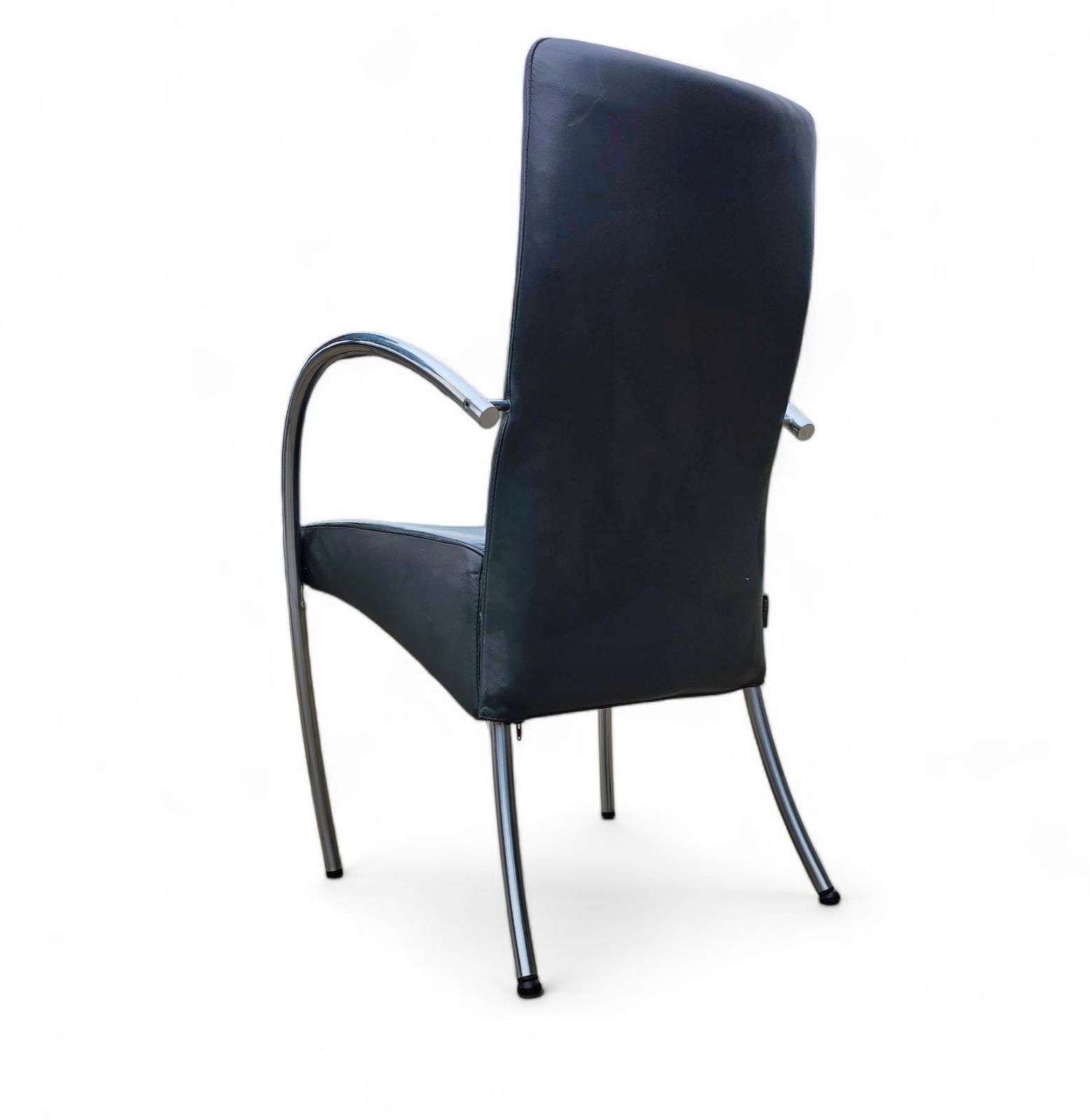photo furniture 6 X Rare Leather Dining Chair By Hennie De Jong / 1990s