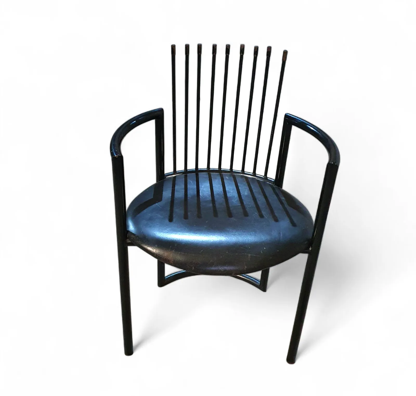 Avant Garde Chair / Leather Seat / Back Rest   Long Springs / Italy 1980s