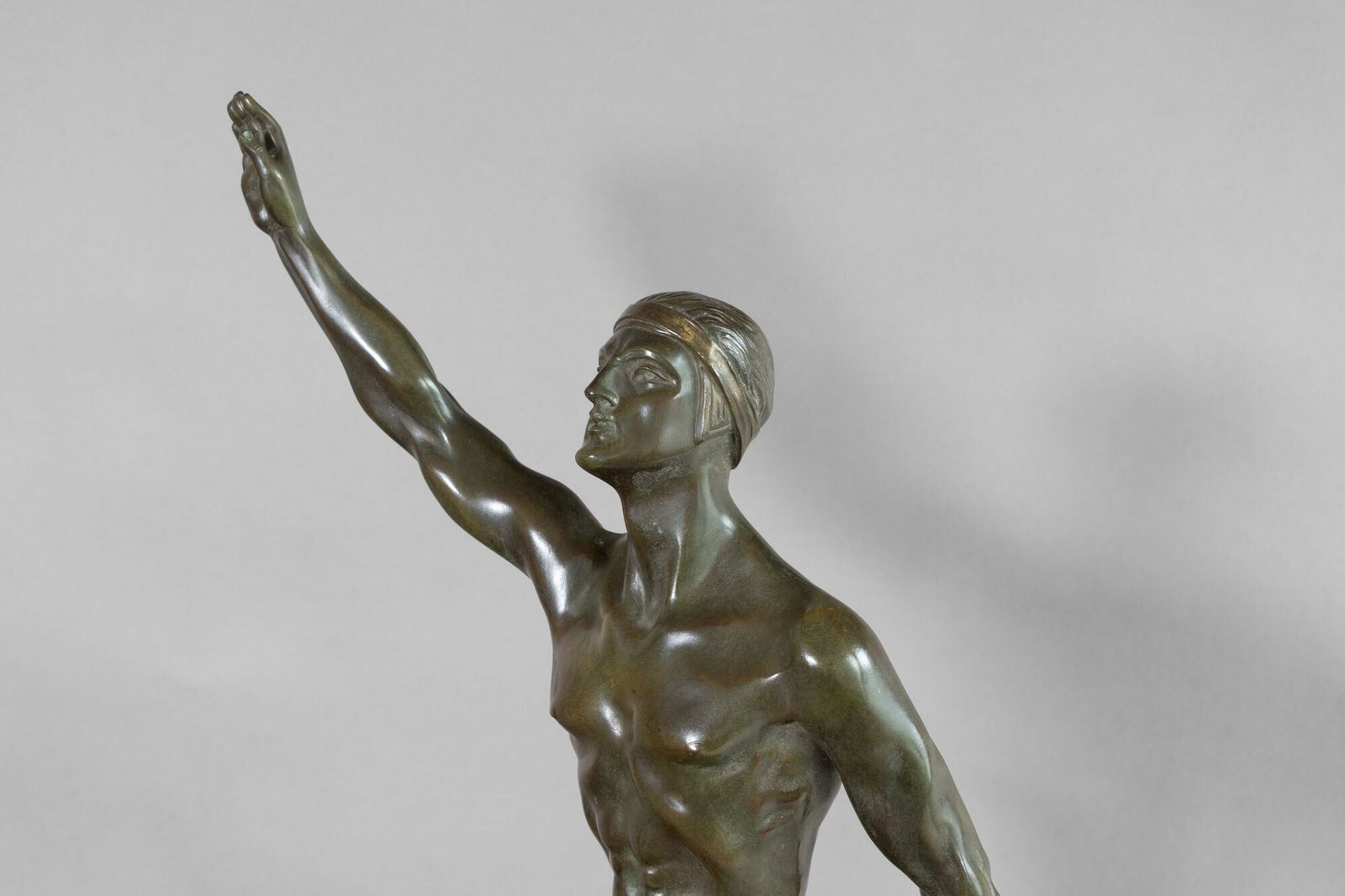 Bronze Olympian Figure, 1930s, Vintage photo for sale