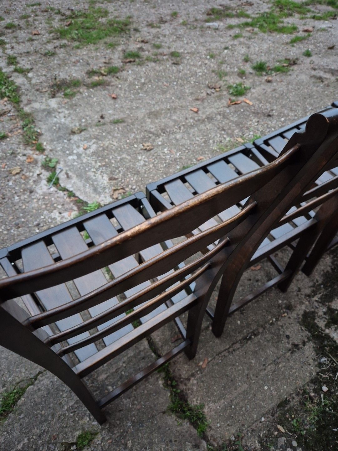 Furniture Set Of 4 1970s Ercol 715 Ladderback Dining Chairs Dark Finish, No Cushions. photo