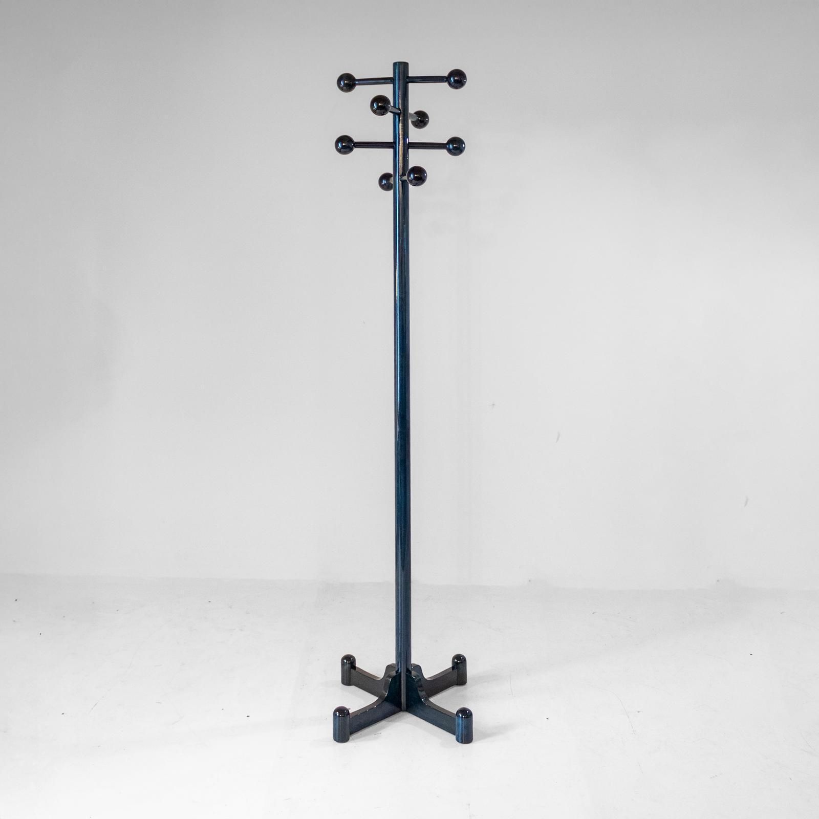 1970s Italian Modern Dark Green Glazed Wood Coat Rack photo Furniture