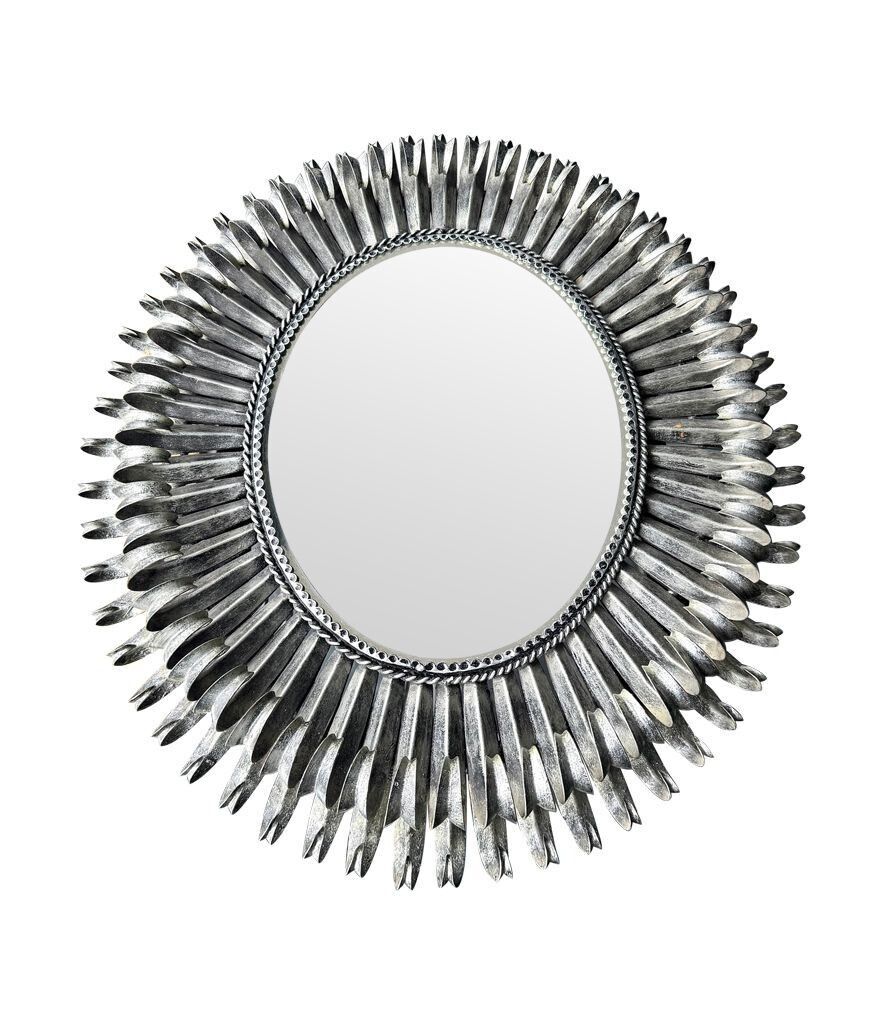 A Spanish 1960s Silvered Metal Oval Landscape Or Portrait Eyelash Mirror photo Home Decor