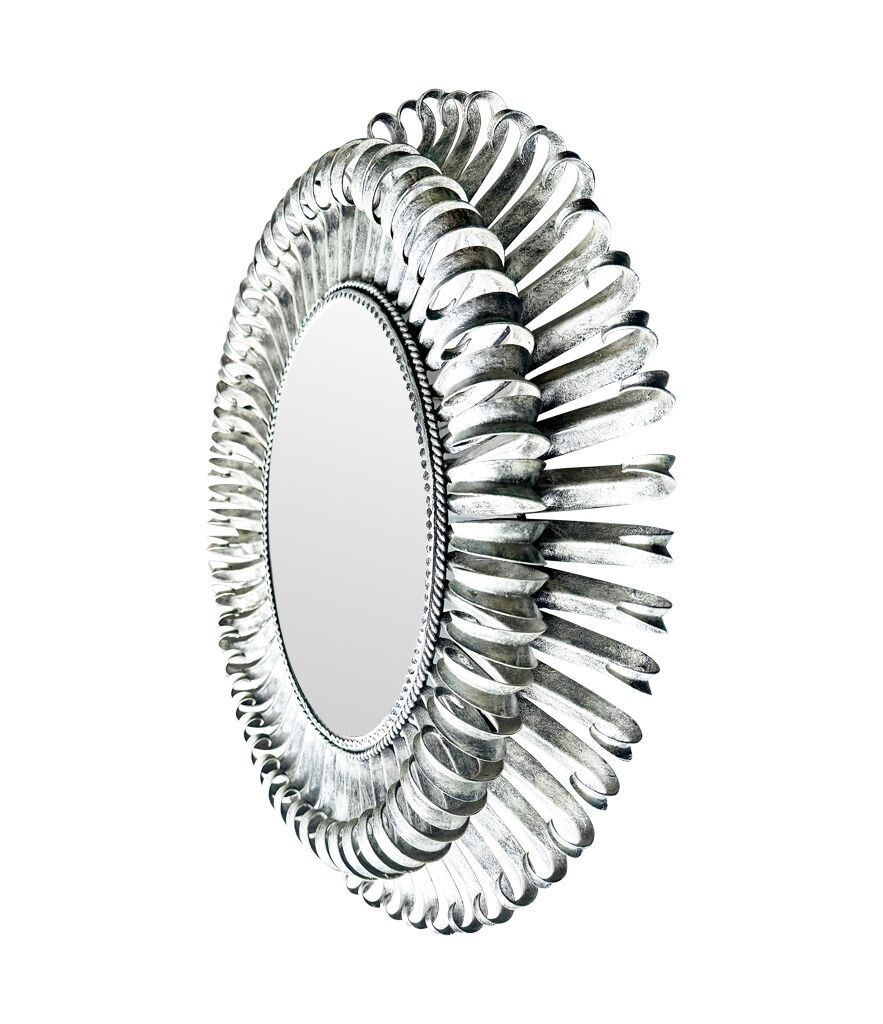 A Spanish 1960s Silvered Metal Oval Landscape Or Portrait Eyelash Mirror photo vinterior