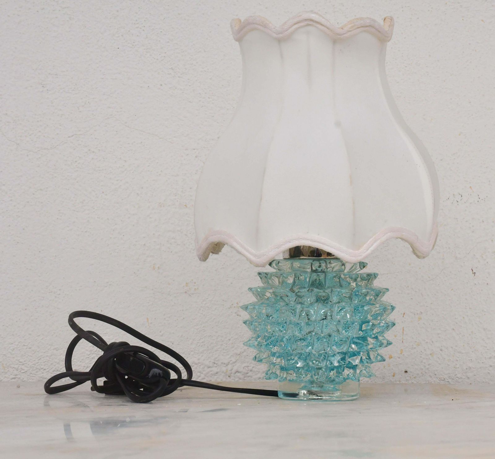 Rare Blu Table Lamp In Rostrato Murano Glass Vase For Barovier & Toso, 1950s photo for sale